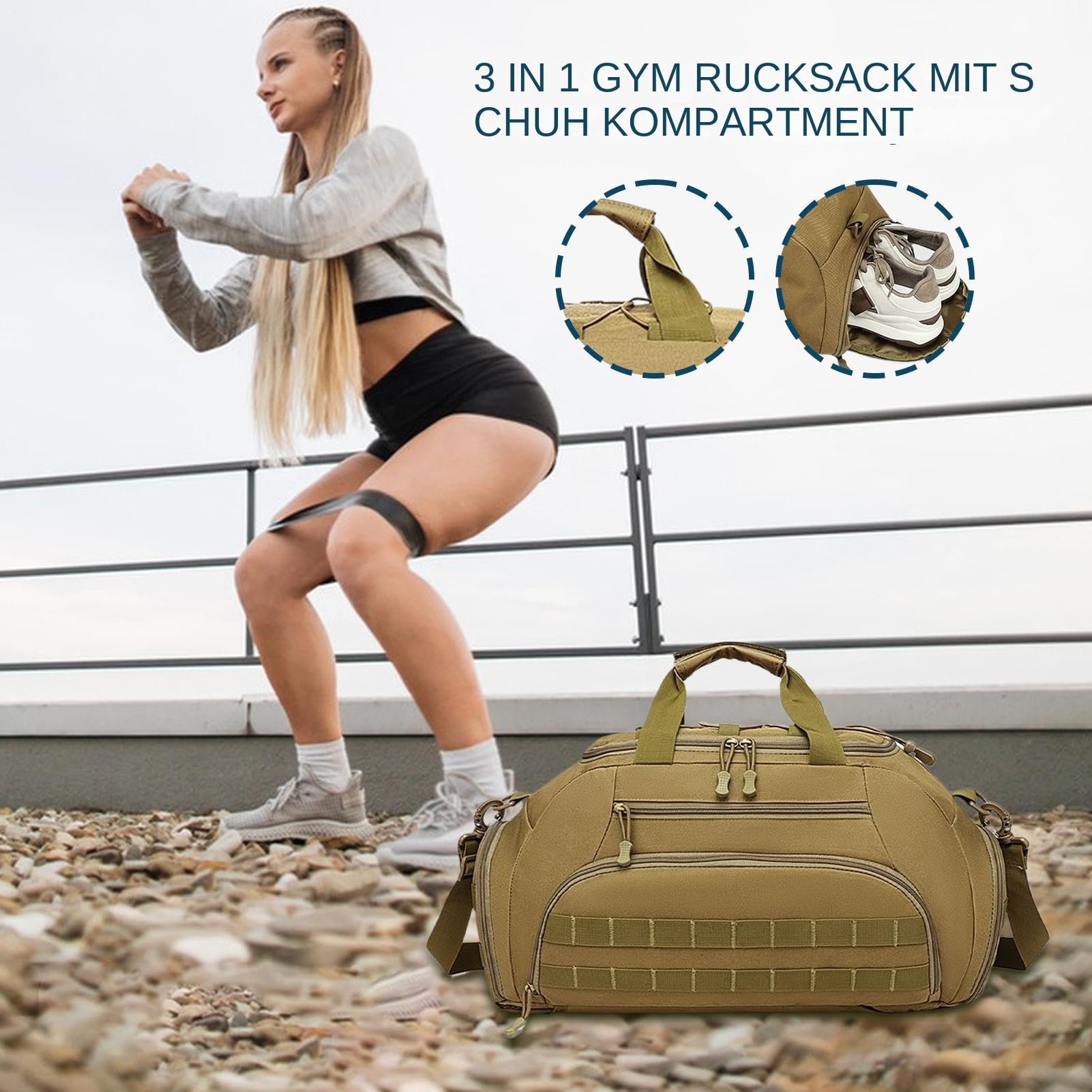 Zaino Sportivo con Scomparto per Scarpe Impermeabile | Borsa Sportiva E Zaino Da Campeggio per Attività Outdoor Viaggio Campeggio Pesca Allenamento Pernottamento Weekend Gita