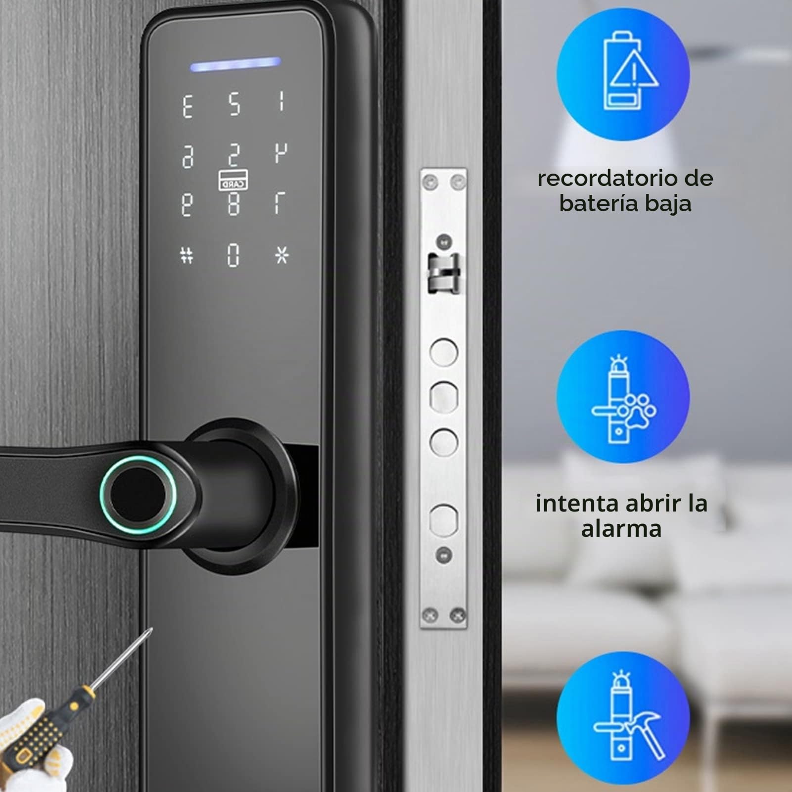Cerradura Inteligente de Puerta Ejoyous con Huella Digital, WiFi y Desbloqueo Remoto, para Puertas Residenciales de 3,5-5,5 cm
