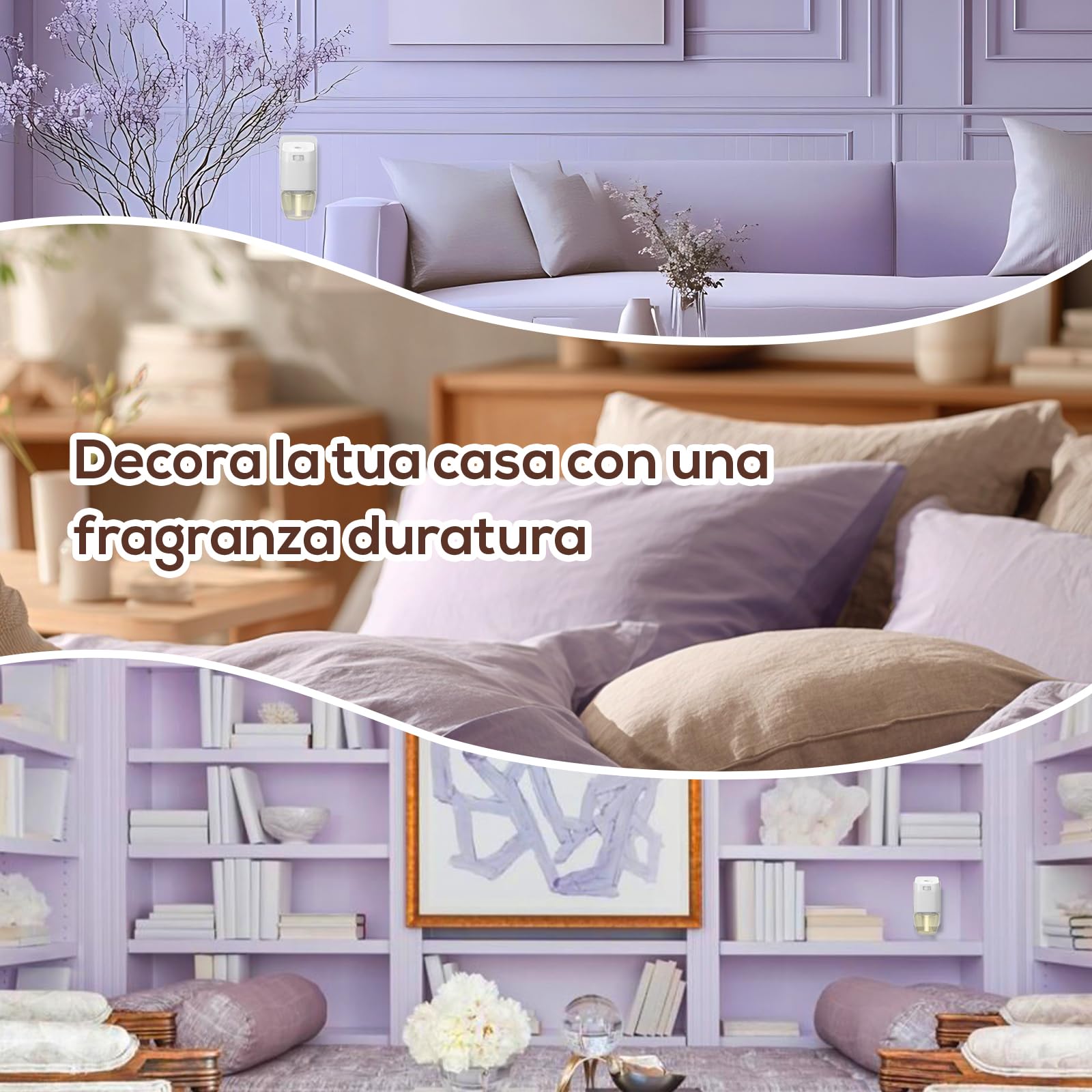 SCENTORINI Ricarica per Diffusore Elettrico 8X19ML, 4 Diversi Profumi di Lavande Serie Adatte per Air Wick e per Glade Ricariche di Diffusore di Oli Essenziali