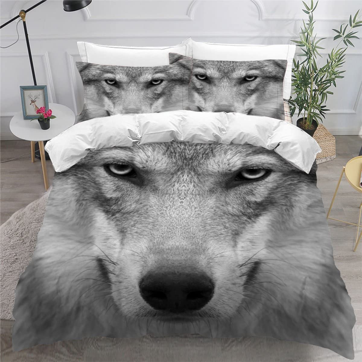 Housse de couette loup 200x200 évite la couette qui glisse grâce au zip invisible