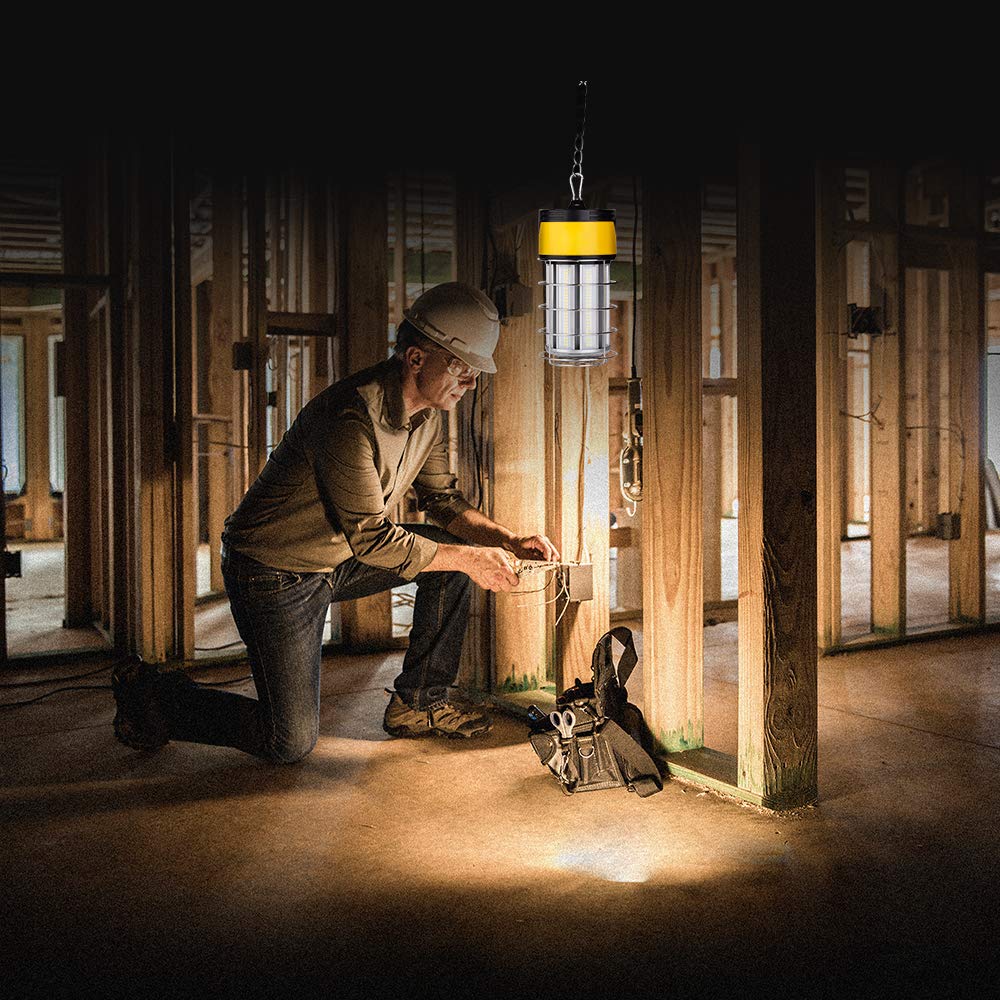 100W Portable LED Construction Work Light With US Plug 5000K Temporary Hanging Job Site...