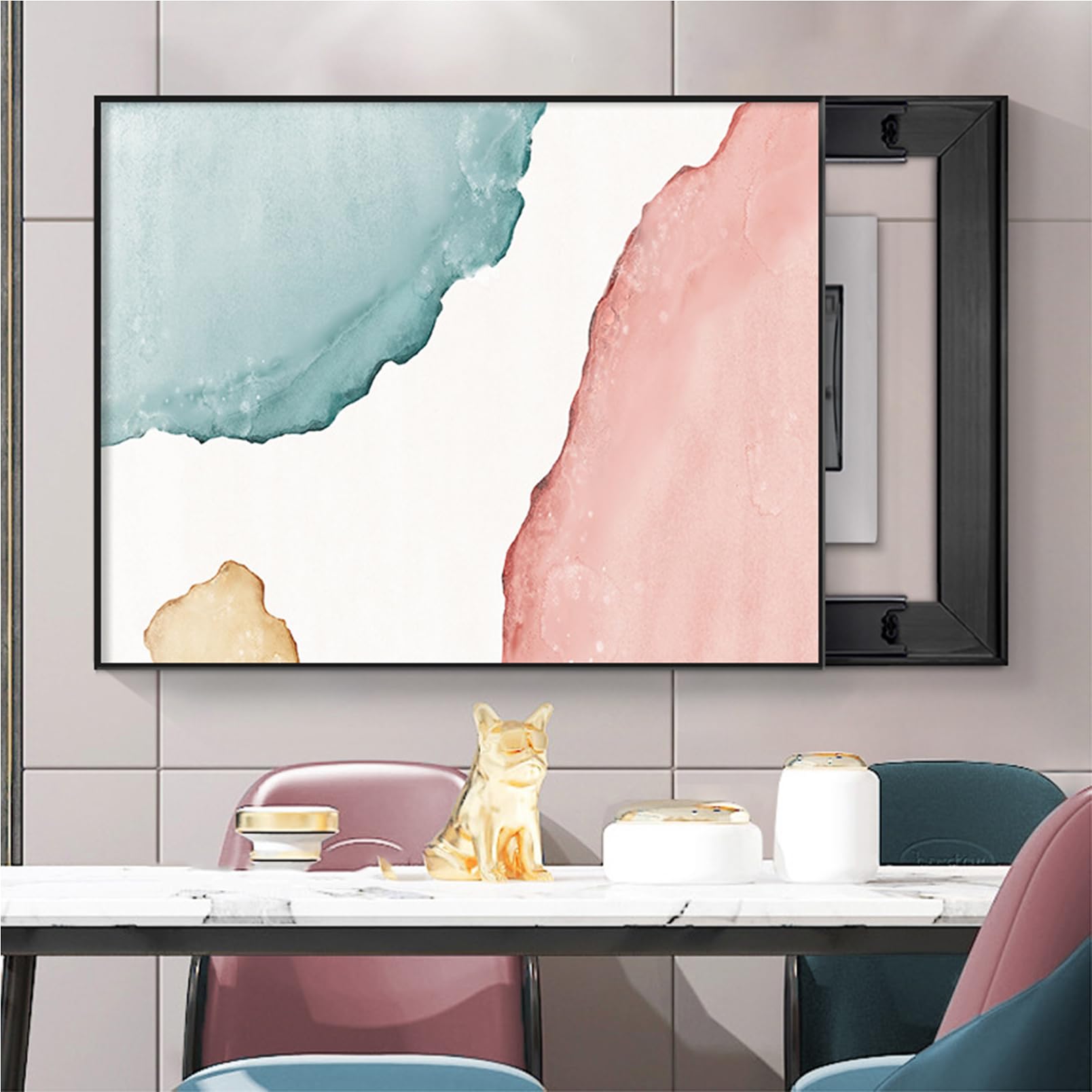 Cacher un compteur électrique moche avec un tableau déco moderne 55x45
