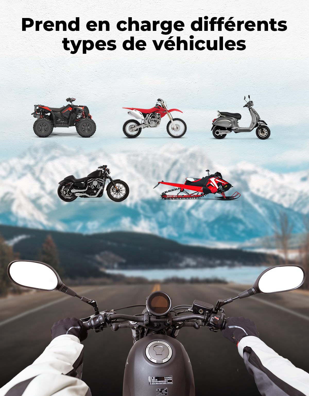 KEMIMOTO E24 Rétroviseur Moto Homologués, Vue Haute Résolution et Grand Angle, Boîtier ABS Résistant Aux Chocs et en Plastique Résistant Aux Chocs, avec Vis 10 mm