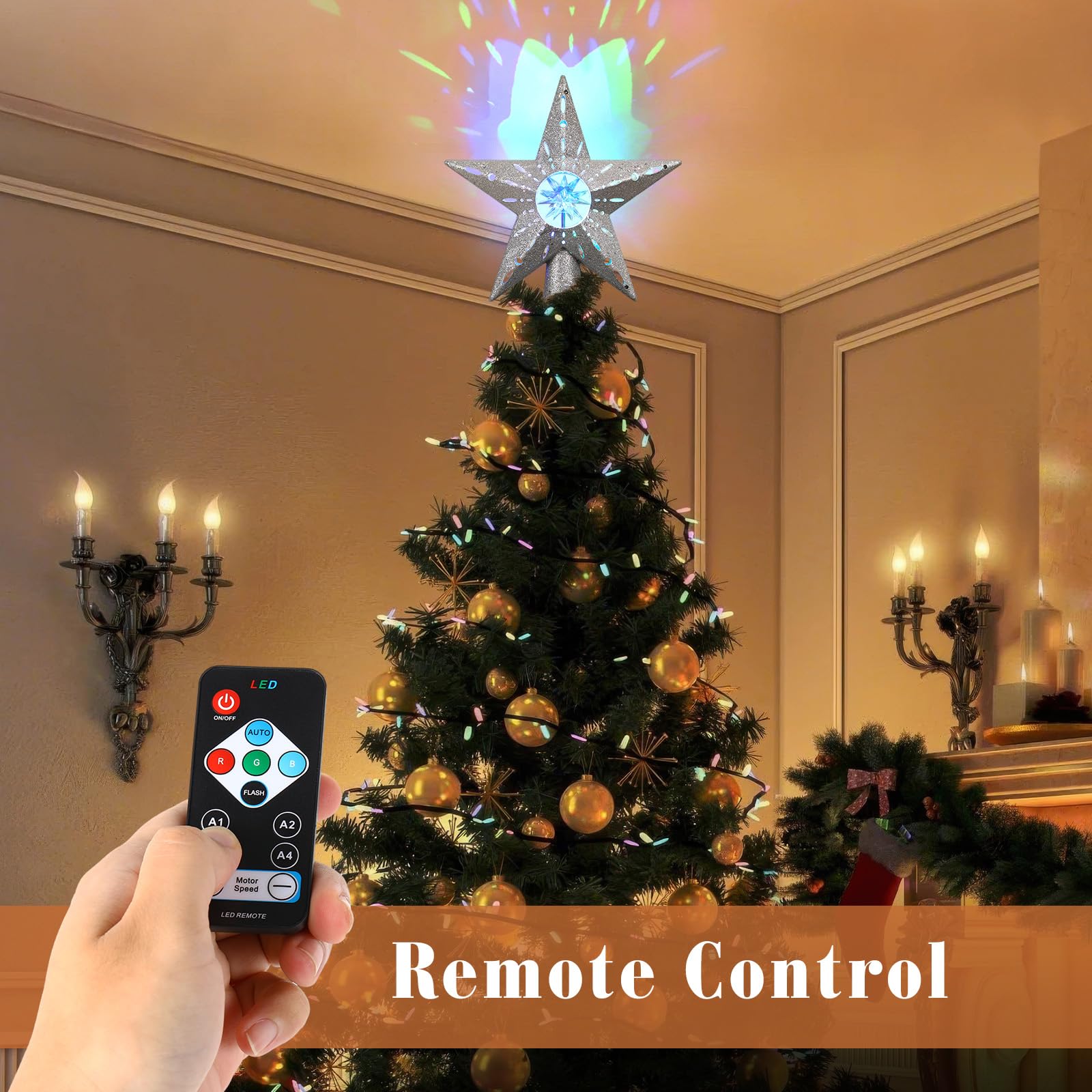 Christbaumspitze Schneeflocke Metall - USB Baumspitze Mit 15 LED Lichtern Und Timer