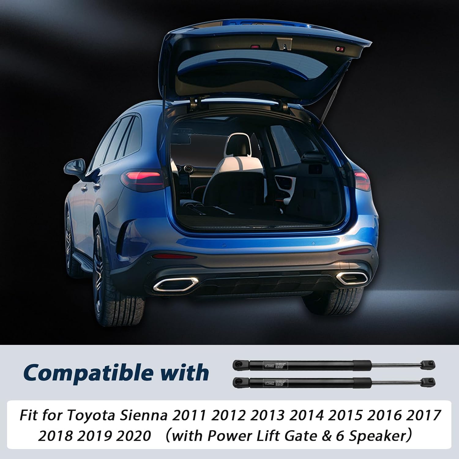 Rear Tailgate Lift Supports Fit for Toyota Sienna 2011 2012 2013 2014 2015 2016 2017 2018 2019 2020 with Power Lift Gate & 6 Speaker 2-PC Set PM1124