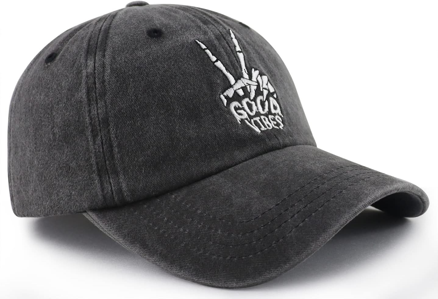 Skeleton Hand Hat for Men Women, Funny Adjustable Cottom Embroidered Skull Finger Baseball Cap - Image 3