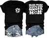 Soccer Mom Shirts Women Game Day Football Mom T-Shirt Soccer Letter Printed Tees Funny Mama Life Short Sleeve Tops