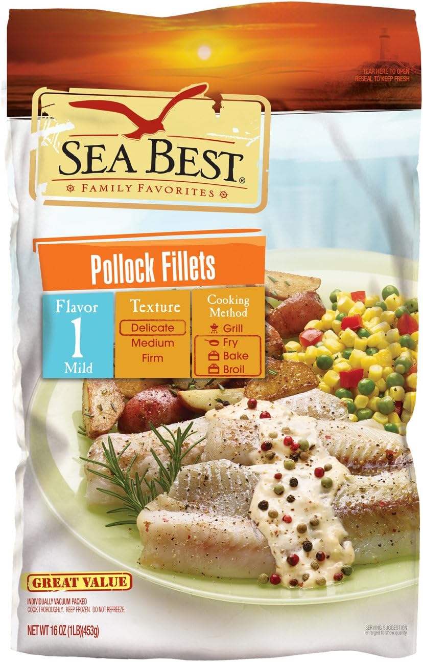 Sea Best Pollock Fillets, 16 Ounce (Pack of 4)