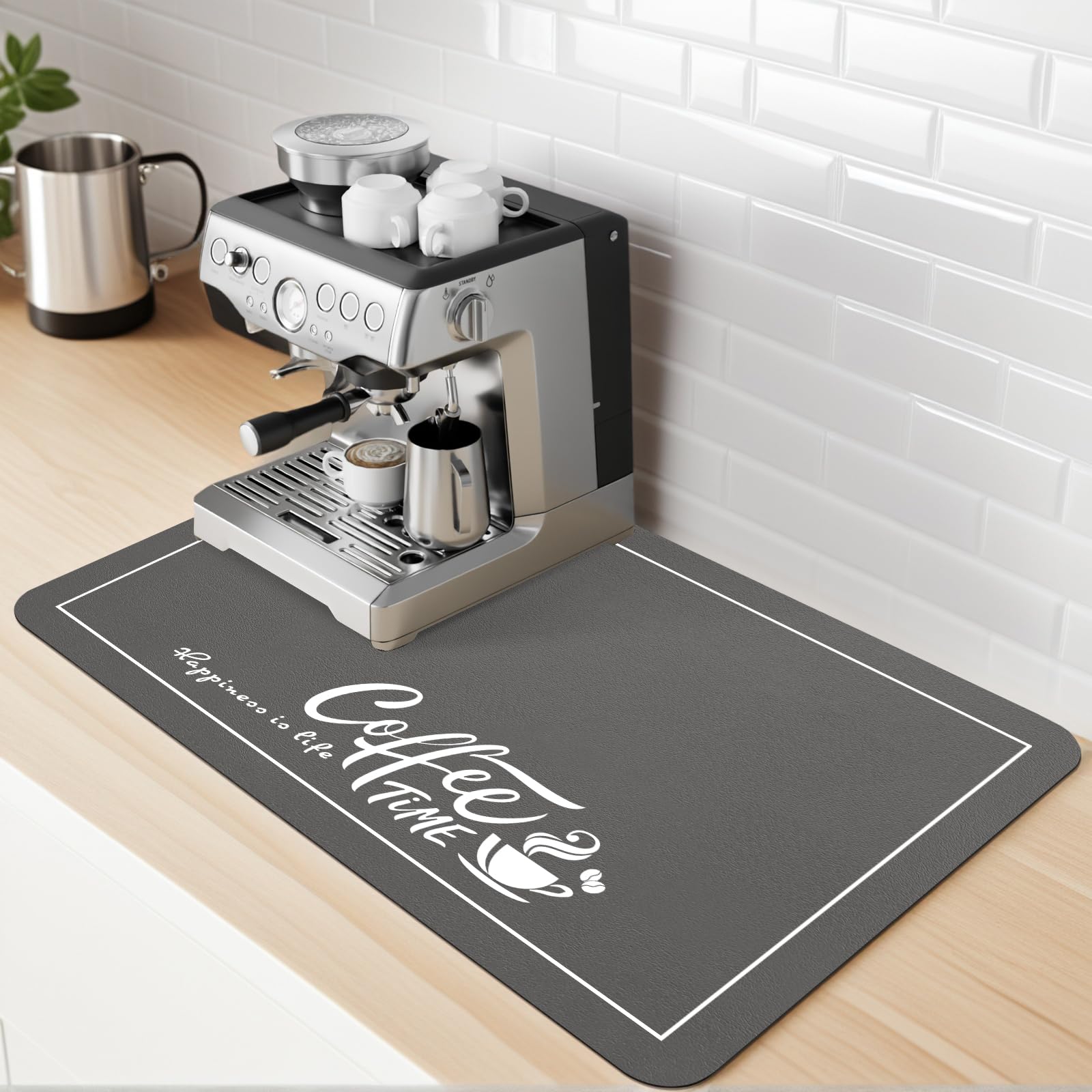 SARTNP Coffee Mat, Coffee Machine Mat Absorbent Drying Mats for Kitchen Counter, Quick Dry Espresso Mats, Non-slip Bar Pad (Dark Grey, 40 x 60 cm)