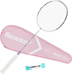 Senston Raquete de badminton S370 Raquete de badminton leve de fibra de carbono Raquete profissional de badminton com aderência 5U