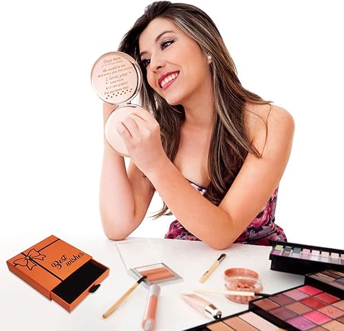 Miniatura 6 de Espejo de viaje para cumpleaños regalos para mujeres Dear Mom I Love You de oro rosa espejo compacto de bolsillo redondo espejo de maquillaje