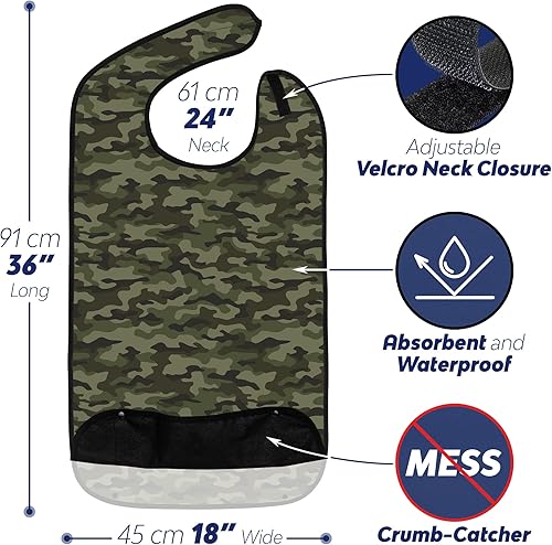 Miniatura 2 de Adult Bibs for Eating: Reusable with Crumb Catcher Pocket - For Men and Women Paquete de 3 (variedad) - Camo,Paquete de 3 (variedad) -