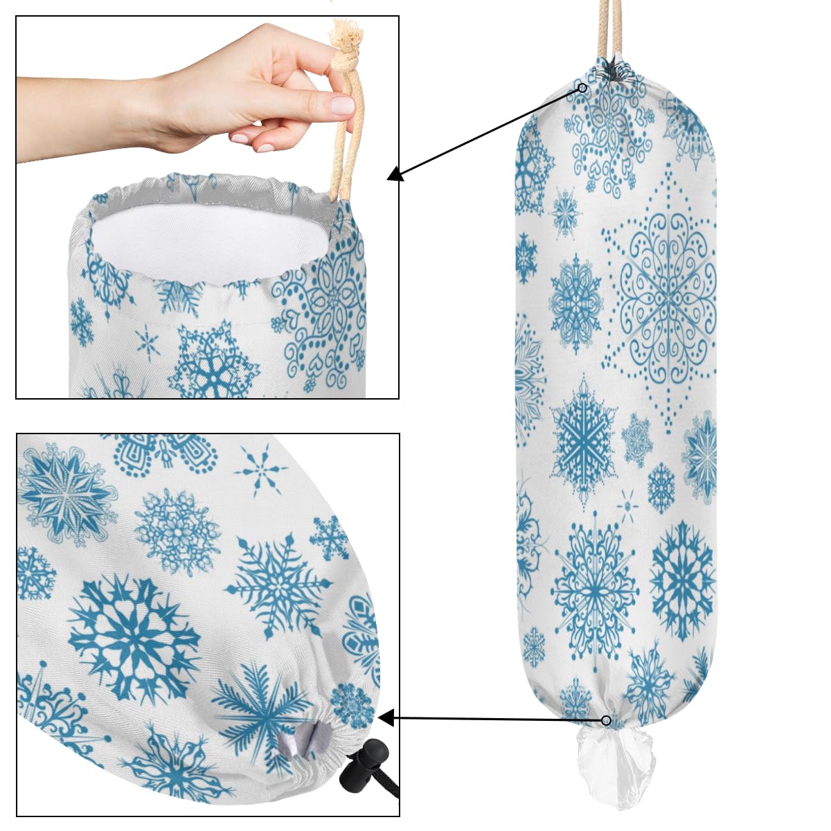 Dispenser per sacchetti della spesa, organizer per borse della spesa, da montare a parete, dispenser per borse facilmente accessibile, accessori per , porta borsa pieghevole per un