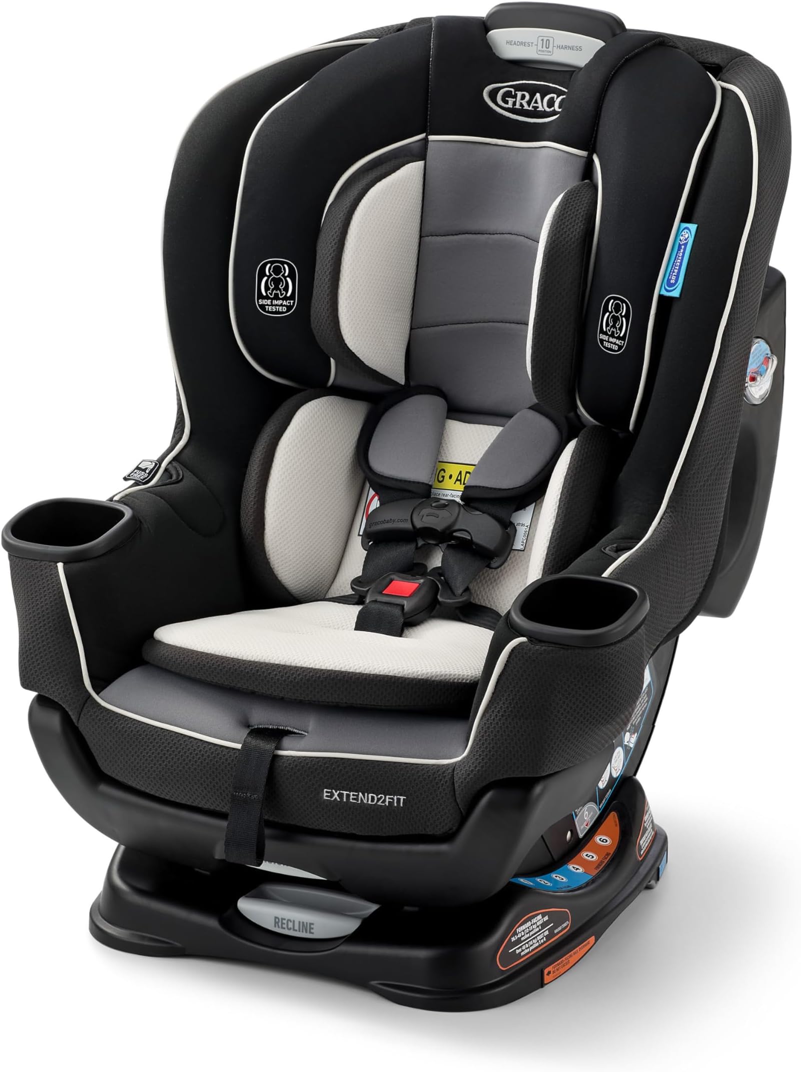 Extend2Fit Convertible Car Seat, Rear and Forward Facing Car Seat with Adjustable Extension Panel for Extra Legroom, Great Gift for Baby Shower or Baby Registry, Gotham