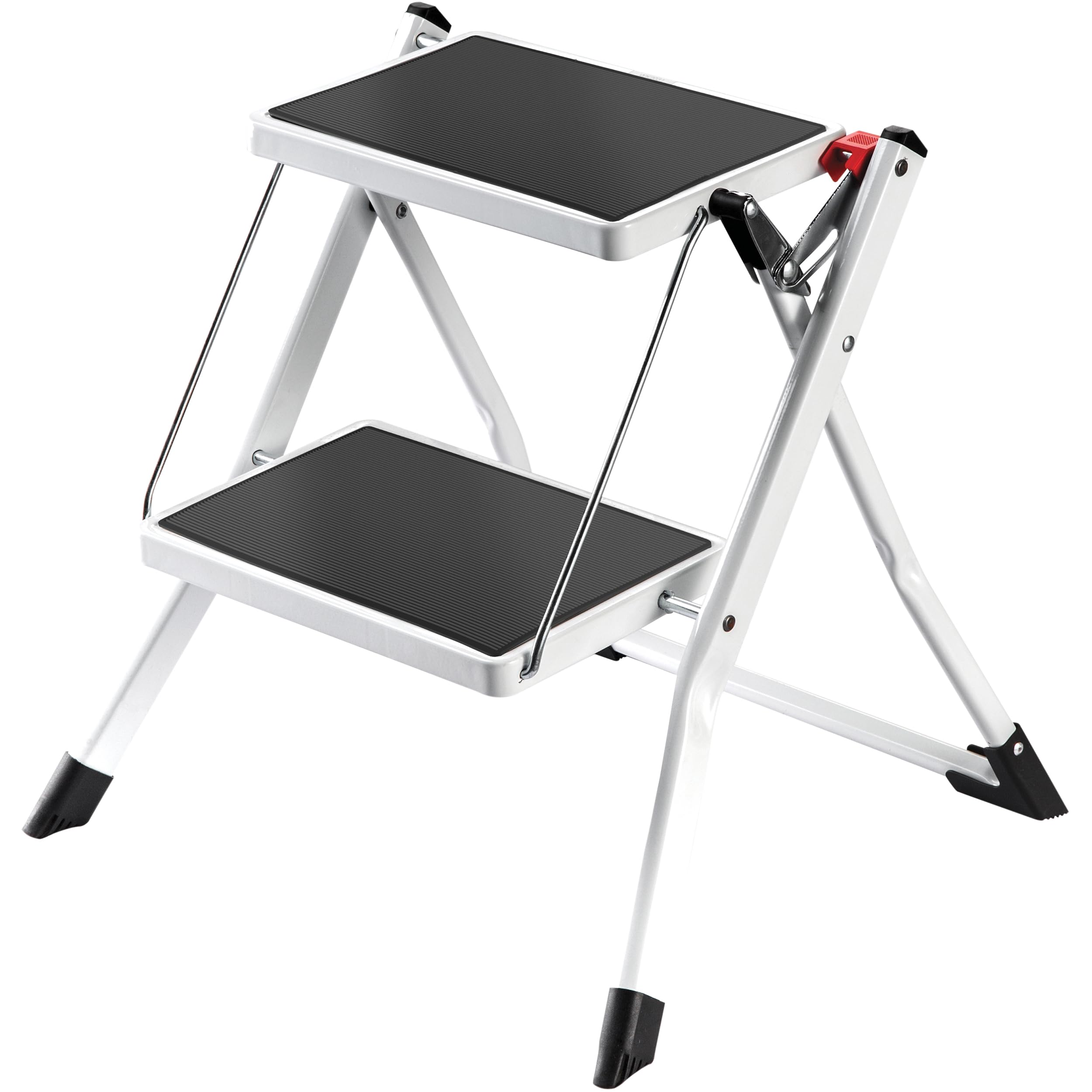 MSV Folding Step Approx. 49 x 49 x 45 cm, Maximum Load 150 kg, 2 Steps with Non-Slip Mats (Black)