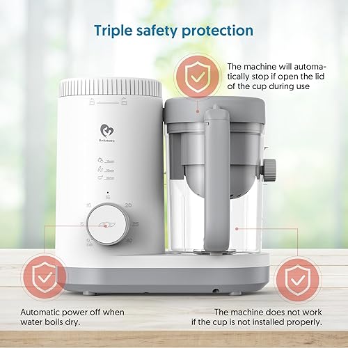 Miniatura 5 de Bellababy - Procesador de alimentos para bebés, batidora de puré con cesta de vapor reversible, un botón, fácil operación y gran apertura para una