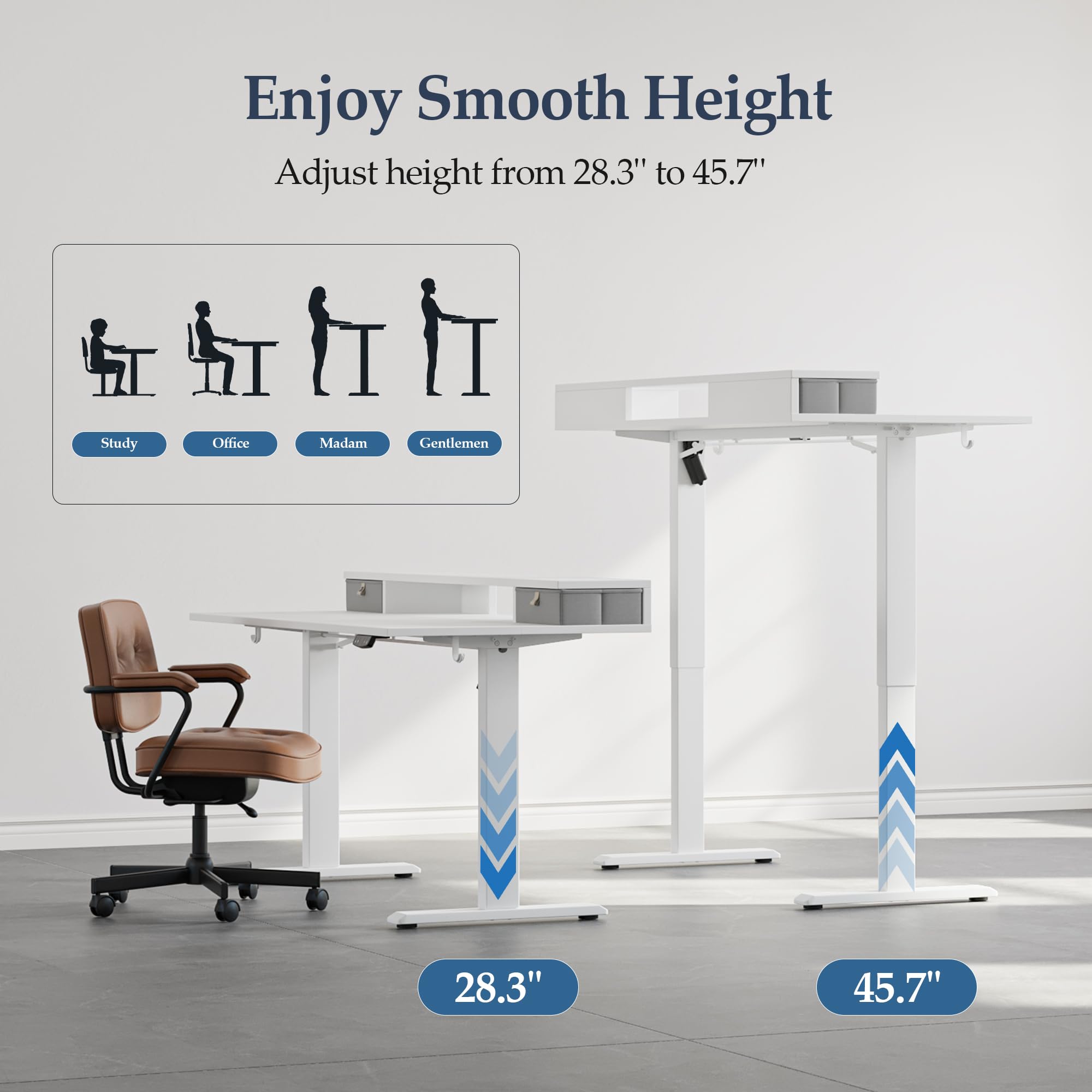 Klicelor 48 Inch Electric Standing Desk with Drawers Adjustable Height Small Sit Stand Desk for Home Office Compact — view 5