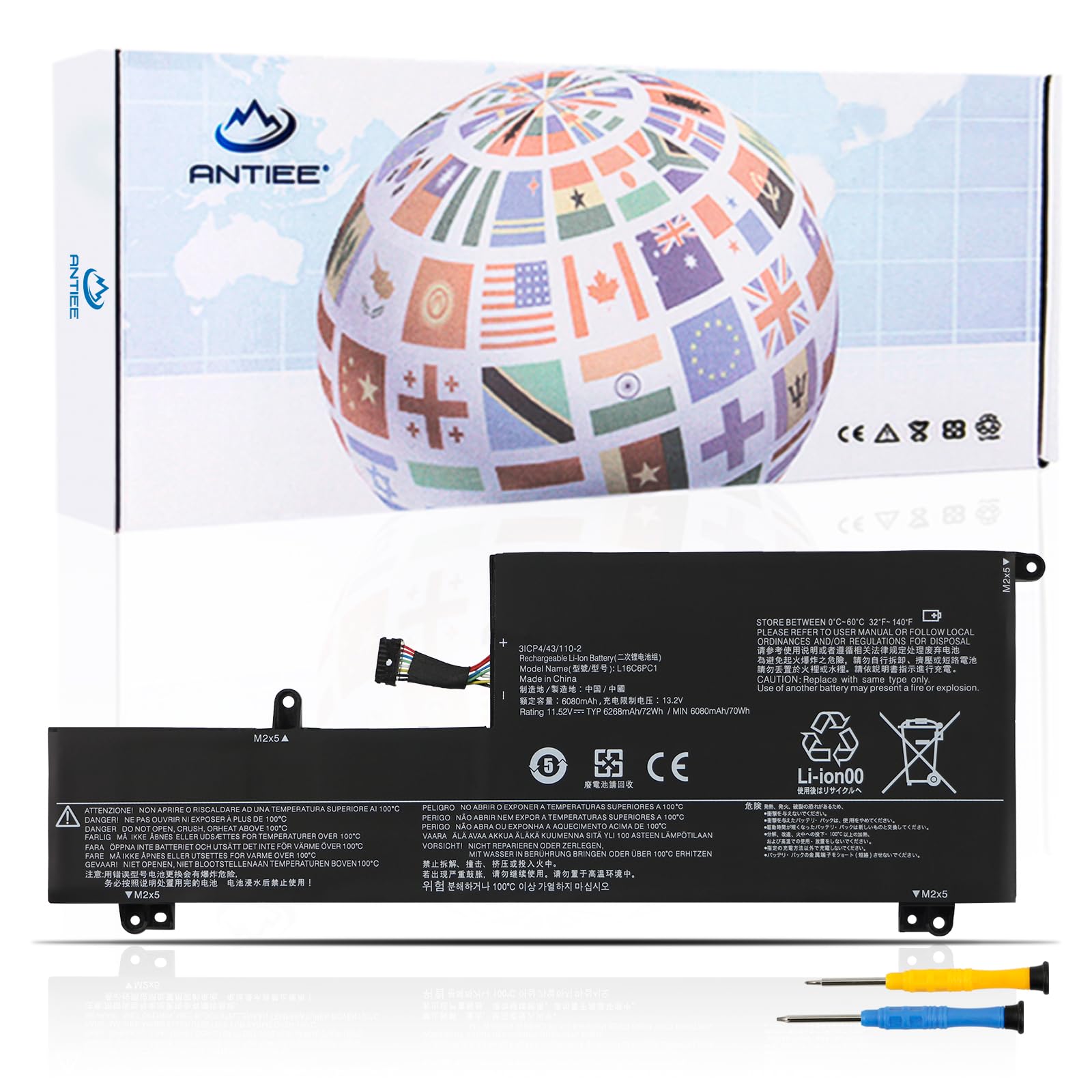 ANTIEE L16L6PC1 Laptop Batteria Compatibile con Yoga 720-15IKB 720-15IKB-80X7 720-15IKB-80X7005CGE 720-15IKB-80X70058GE Series Notebook L16M6PC1 L16C6PC1 5B10M537437444 5 5B1 0M53743 5B10M53744