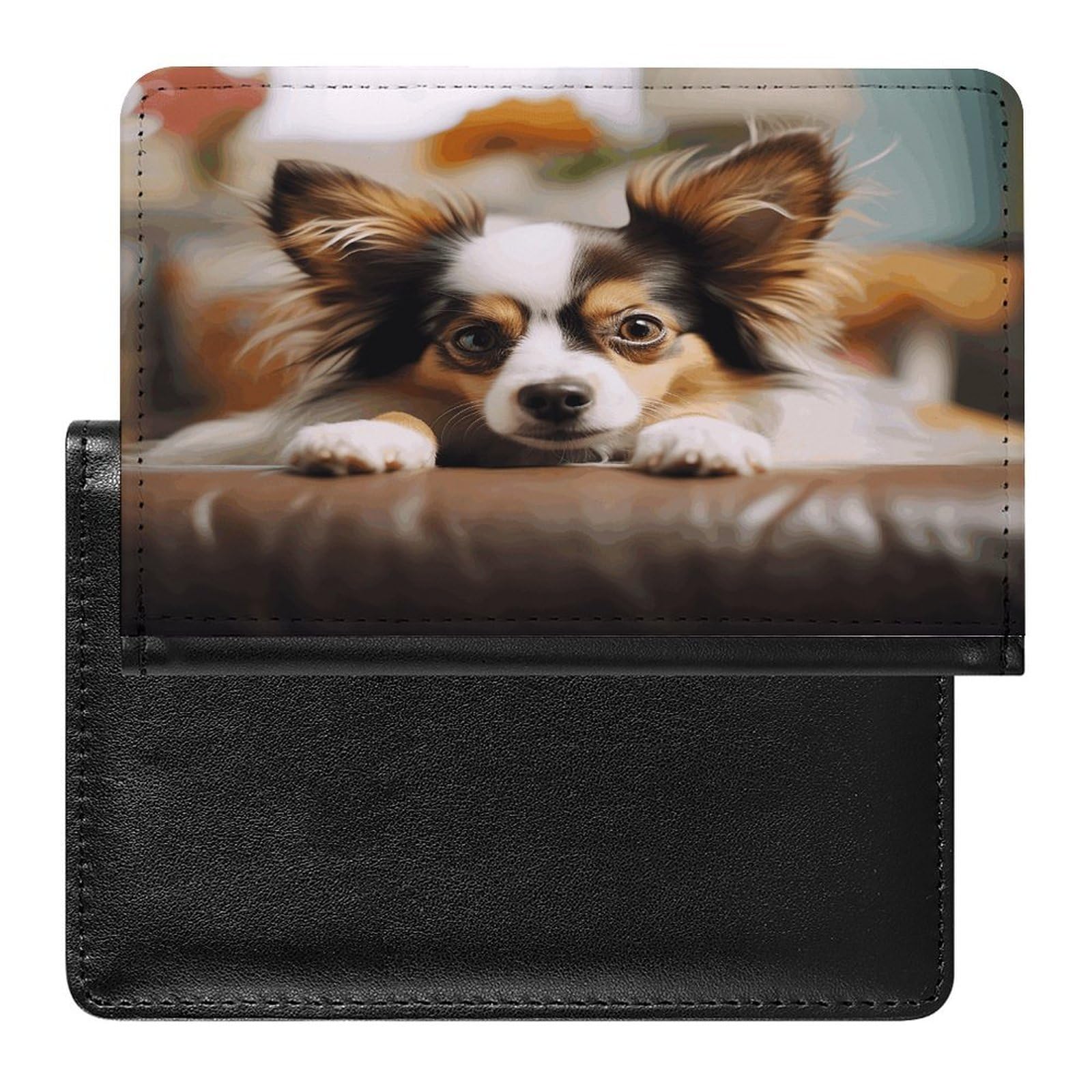 Papillon - Funda para pasaporte tumbado sobre la barriga con bloqueo RFID, de piel, para pasaporte, protector de pasaporte, tarjeta de crédito, accesorios de viaje