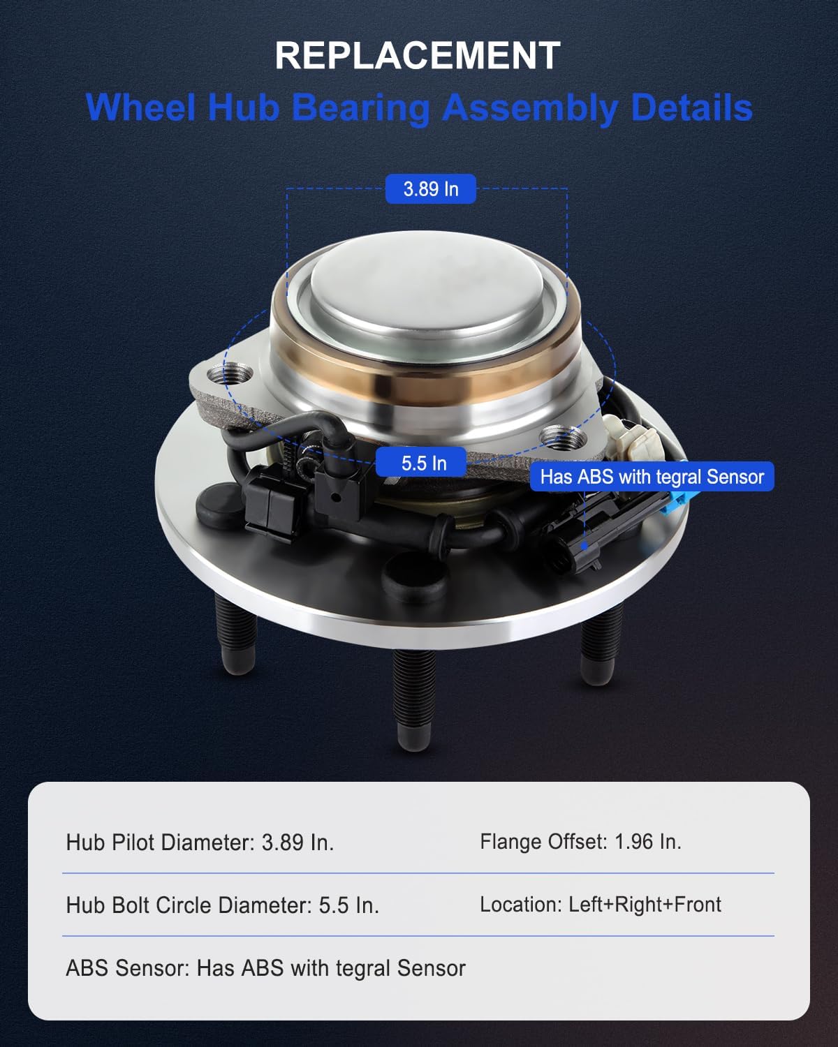 ECCPP Replacement for Wheel Hub Bearing Assembly for 2003-2005 Chevy Astro | 2003-2005 GMC Safari W/ABS 6 Lugs 515071 2pcs