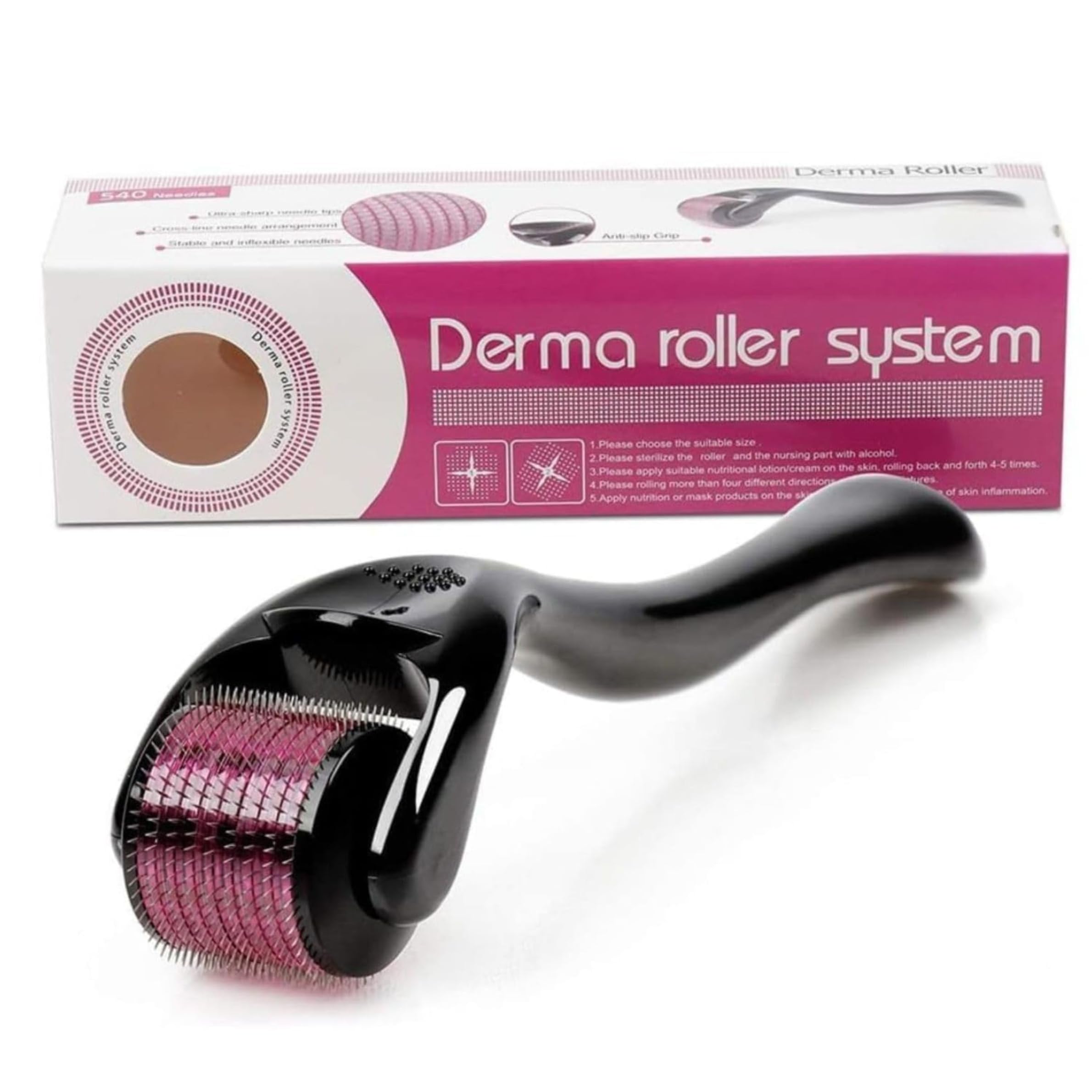 1.5 mm Derma Roller | 540 Titanium Alloy Needles | Microneedling Roller for Face Scalp & Skin | Improves Absorption | Supports Thicker Hair | Ergonomic NonSlip Handle | Promotes BEARD & HAIR GROWTH & Reduces Acne Scars | Safe & Effective to Use-image-6