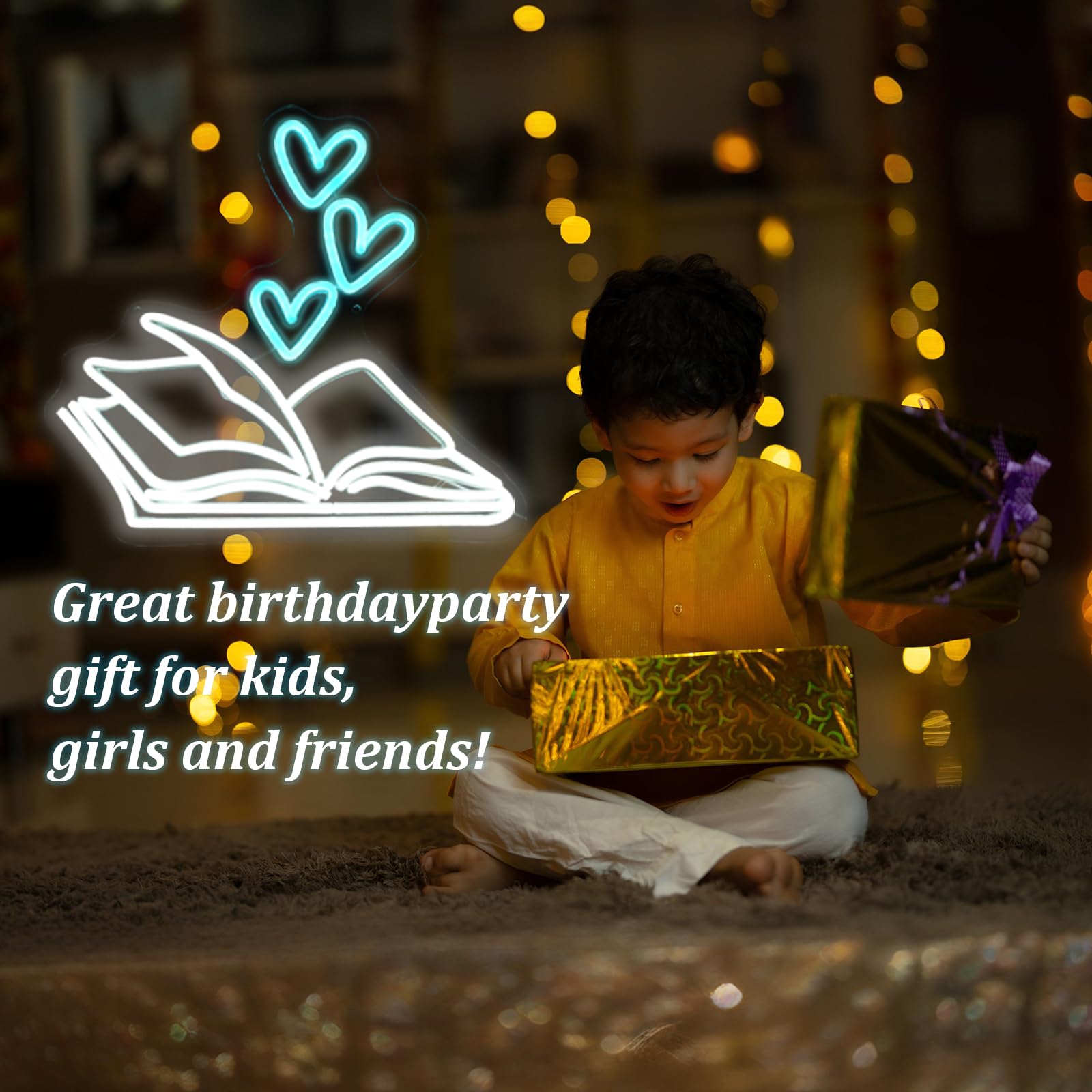 Insegna al neon a forma di libro, libro di lettura, luce a LED al neon, insegna al neon per biblioteca, decorazione per angolo lettura, regalo per libri, lettura per bambini, studio, casa, biblioteca,