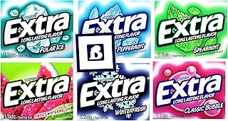 Bitetwist Assorted Chewing Gum, Variety pack Of Extra Long Lasting Flavors, 6 Flavors, Sugar Free,1 Pack of each flavor (6 Pack), 1 Sticker Of Our Logo, Package by Bitetwist