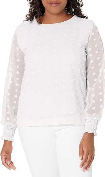 Amazon.com: Blooming Jelly - Blusa de gasa para mujer, manga larga de  farol, elegante, cuello redondo, con pompones : Ropa, Zapatos y Joyería