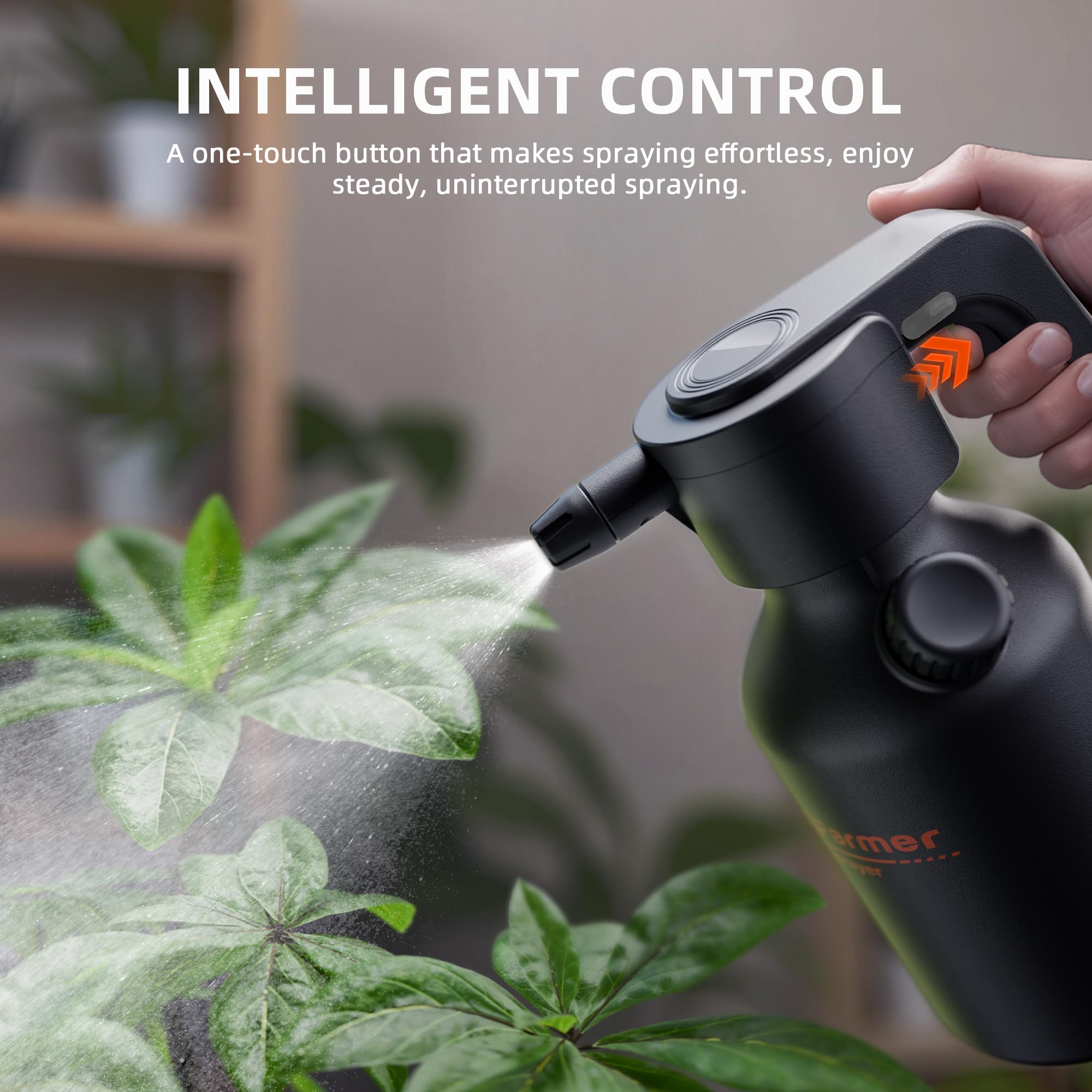 Spider Farmer Elektrische Gartenspritze 2L, Tragbarer Akku Drucksprüher mit Verstellbarer Düse & Messbecher, USB-C Wiederaufladbar für Innen- & Außenbereich, Gartenarbeit und Reinigung