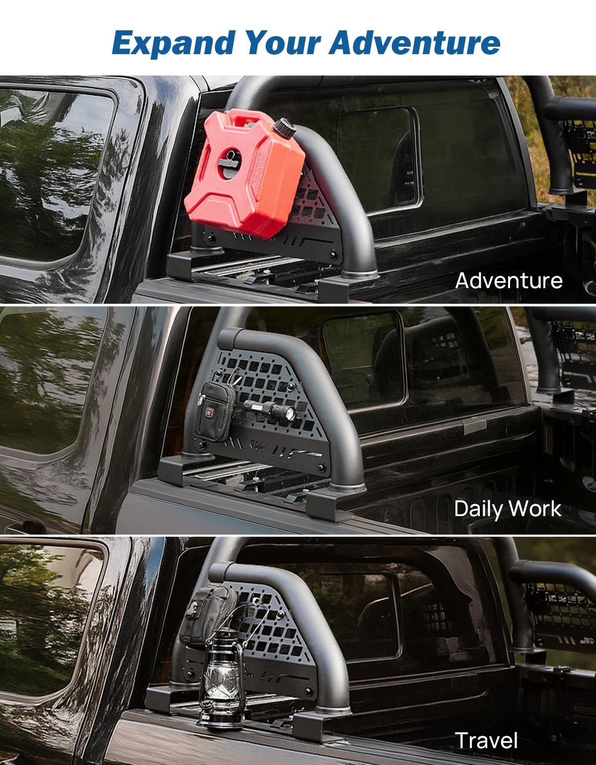 JOYTUTUS Barra di supporto regolabile per pick-up sportiva per camion di dimensioni standard, compatibile con F150, F250, F350, Silverado, Sierra, Ram 1500 2500 3500