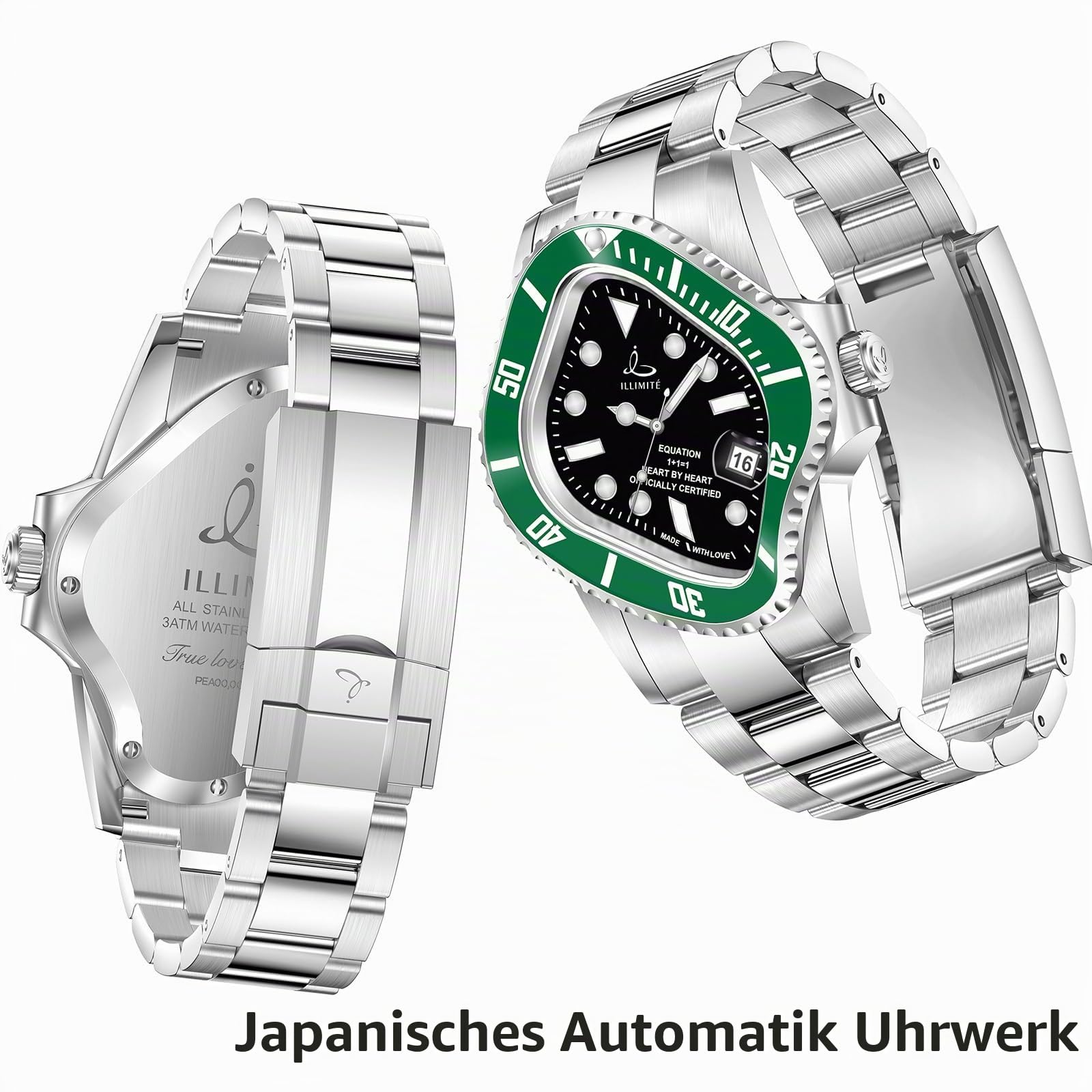 ILLIMITE Schmelzende Automatikuhren für Herren, Japanisches Miyota 8215, selbstaufziehendes mechanisches Uhrwerk, Damenuhr, wasserdicht, Edelstahl, Kunst, surrealistische Armbanduhren, Pea001