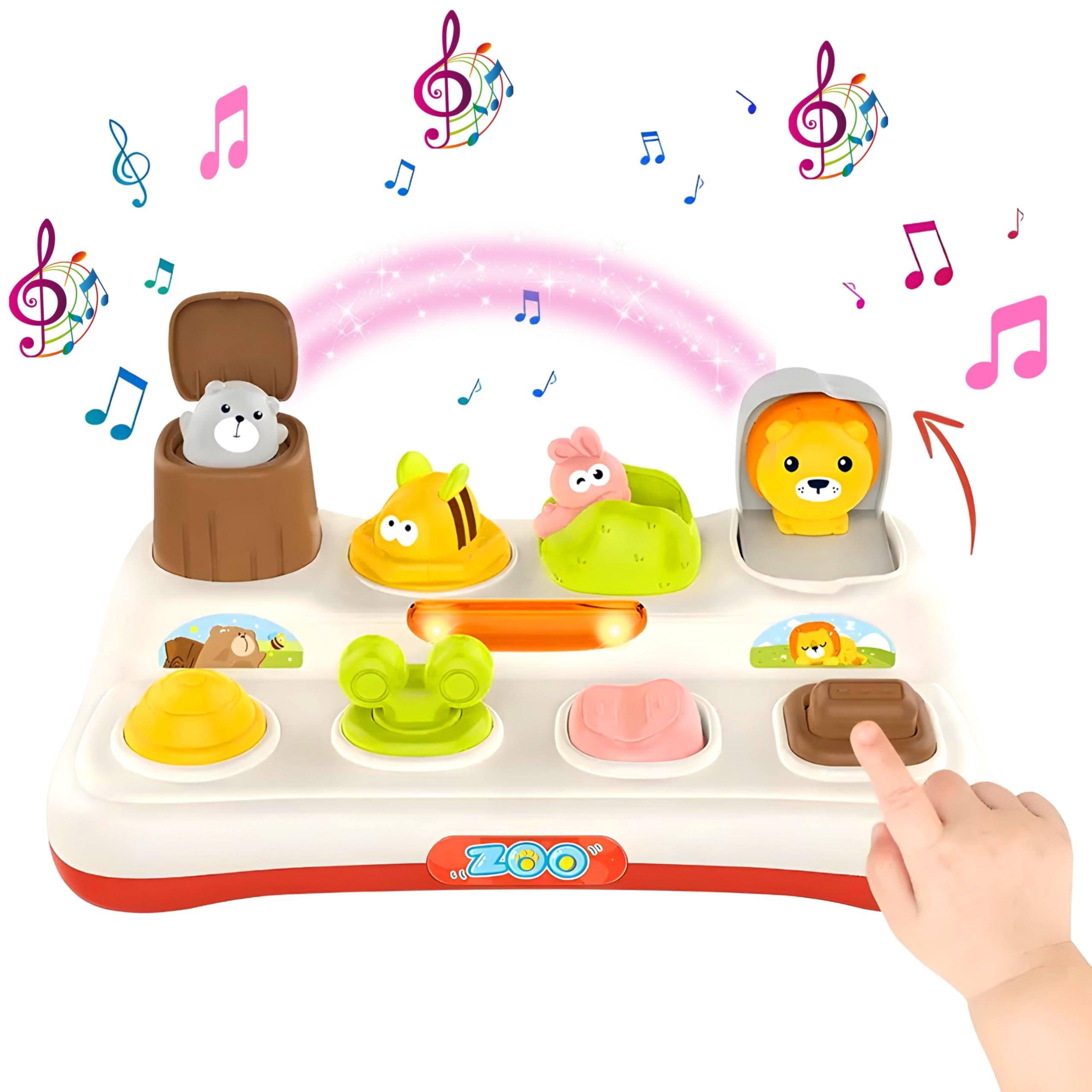 Elecart Kids Interactive Pop-Up Toys - Cute Cartoon Animal Music & Light Toys for Babies (6-12 Months) - Sensory Cause and Effect Learning Toys (B0DHW288J3) Amazon Price History, Amazon Price Tracker