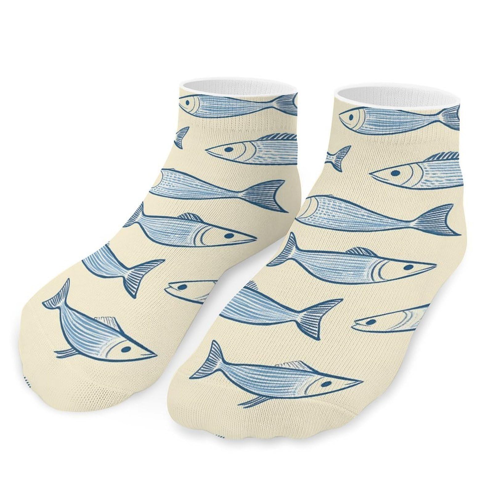 Peiyeety Unisex As Pic Sardine Fish Ankle Socks Athletic Breathable Low Cut Comfortable Sock