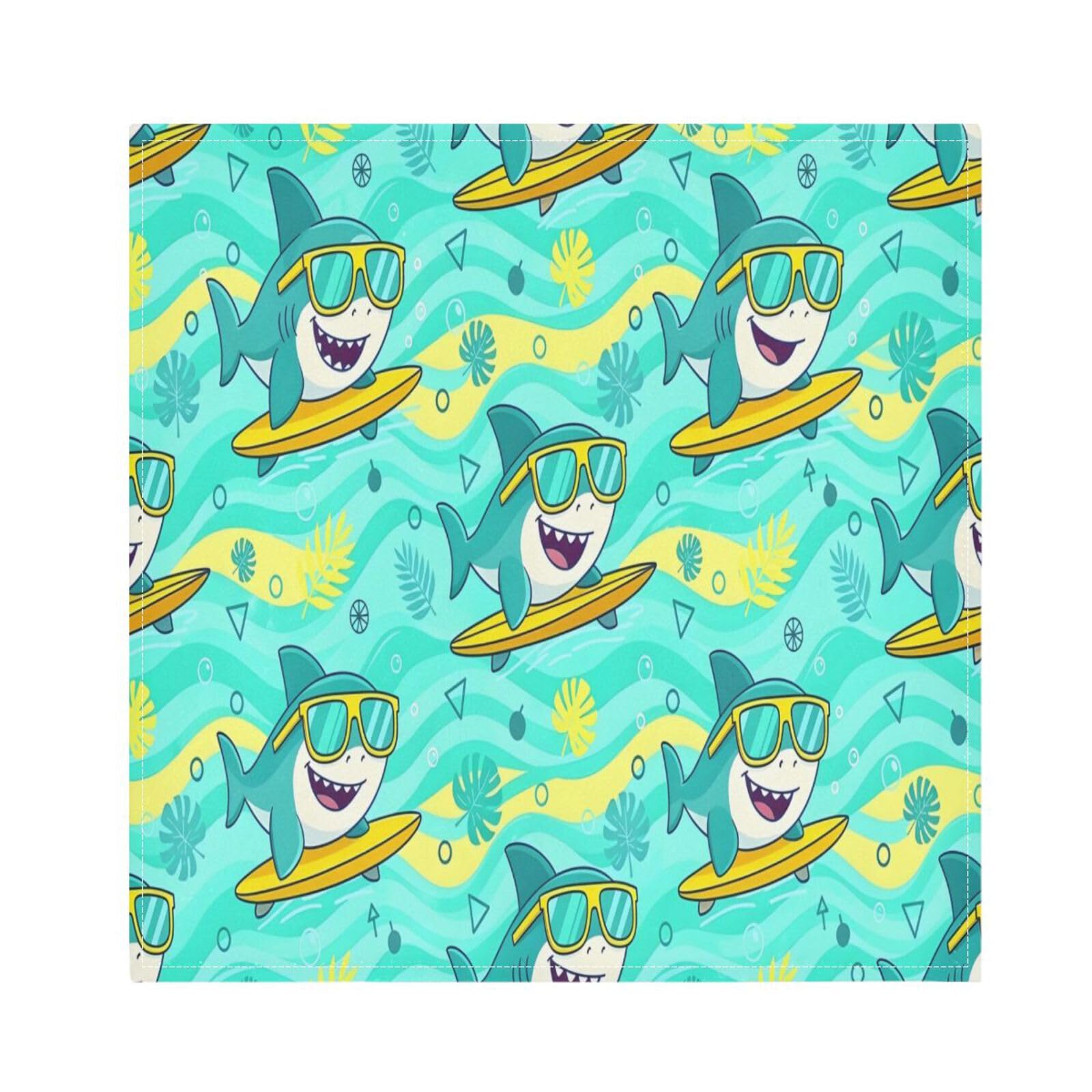 Ttgoth Sharks Cloth Napkin Set of 6 Washable & Reusable Dinner Napkins for Dining Table, Banquets, Wedding, Party, 50x50 cm