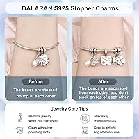 Vista 3 de DALARAN Cuentas de tapón para pulseras de plata de ley 925 con clip espaciador para pulsera