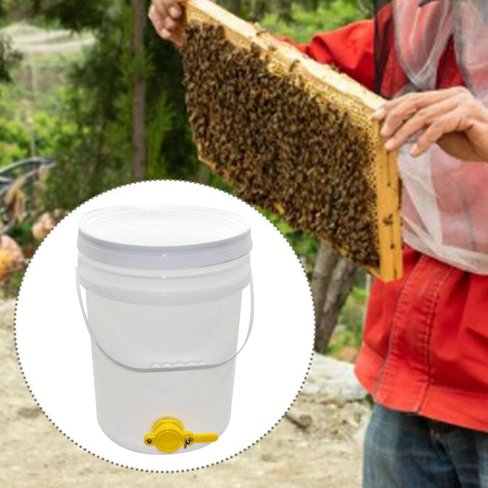 Baoblaze Seau à Miel 20L avec Robinet Étanche, Récipient de Stockage Portable pour Miel et Sirop, Outil de Distribution, Usage Professionnel et Maison