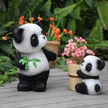 Amazon.co.jp: パンダ植木鉢ホームデコレーション、かわいい白黒