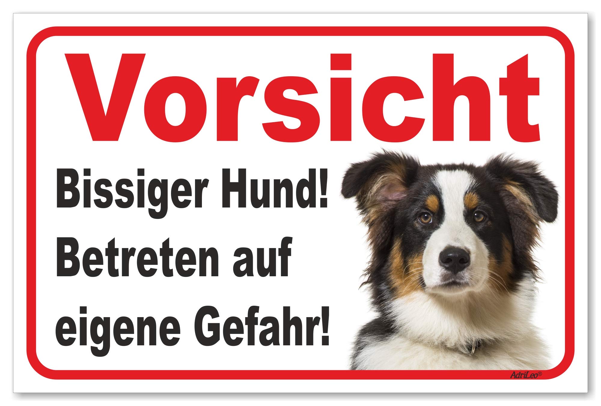 Warnschild „Vorsicht Australian Shepherd“ – Alu-Verbundplatte, Wetterfest, UV-beständig, 20x30 Cm, Für Garten, Haustür, Zaun