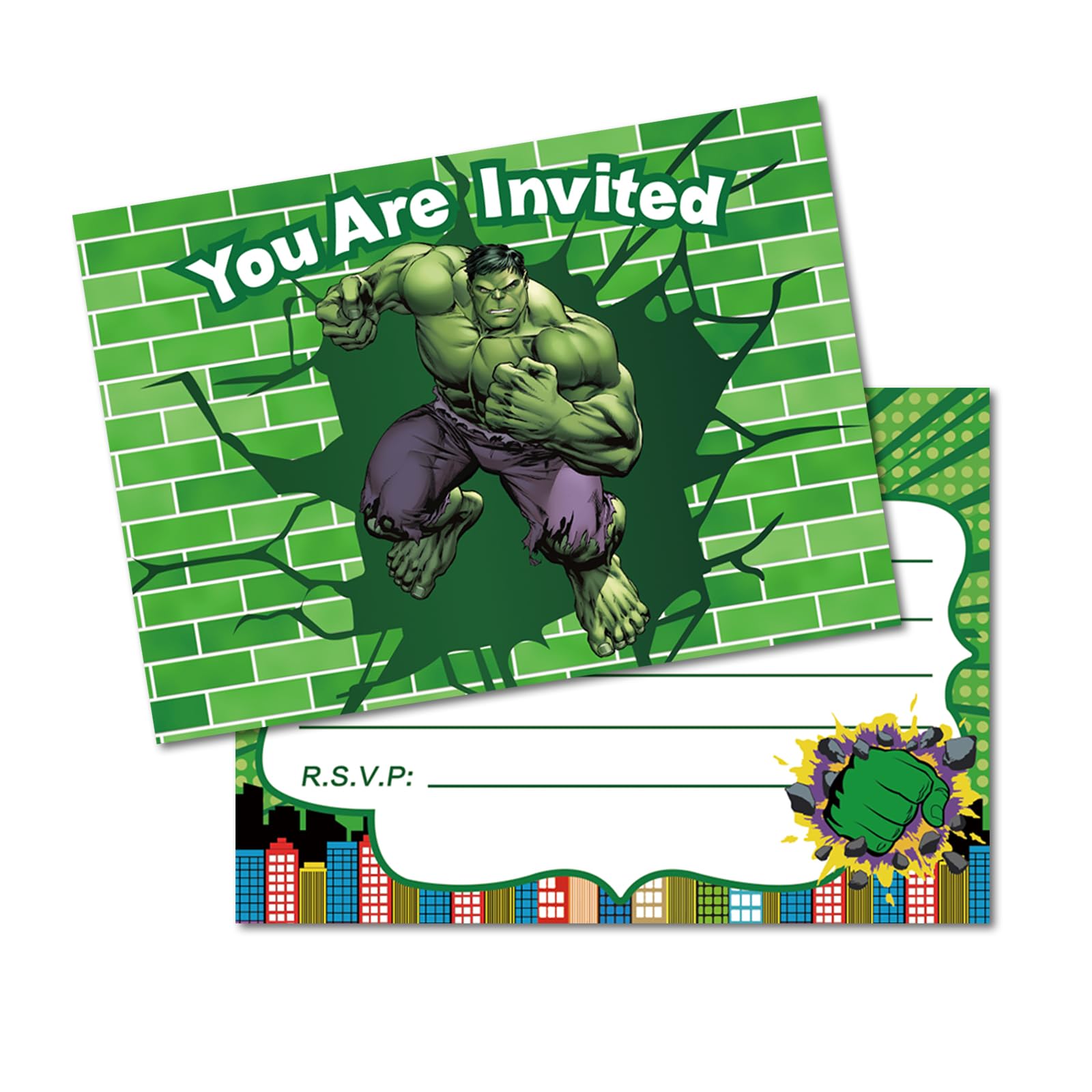 Decoración Minecraft Cumpleaños 20 Invitaciones Cumpleaños Superhéroes -  Tarjetas Hulk Para Fiestas Infantiles (Niños/Niñas) Tarjeta De Roblox, image size:1600x1600
