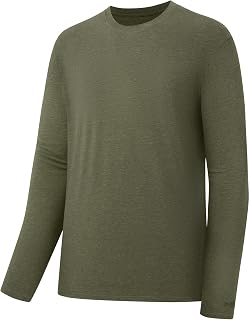 Bassdash Camiseta de Pesca de Manga Larga para Hombre, Mezcla de algodón Ultra Suave UPF 50+, protección Solar UV, Camiseta de Rendimiento Informal