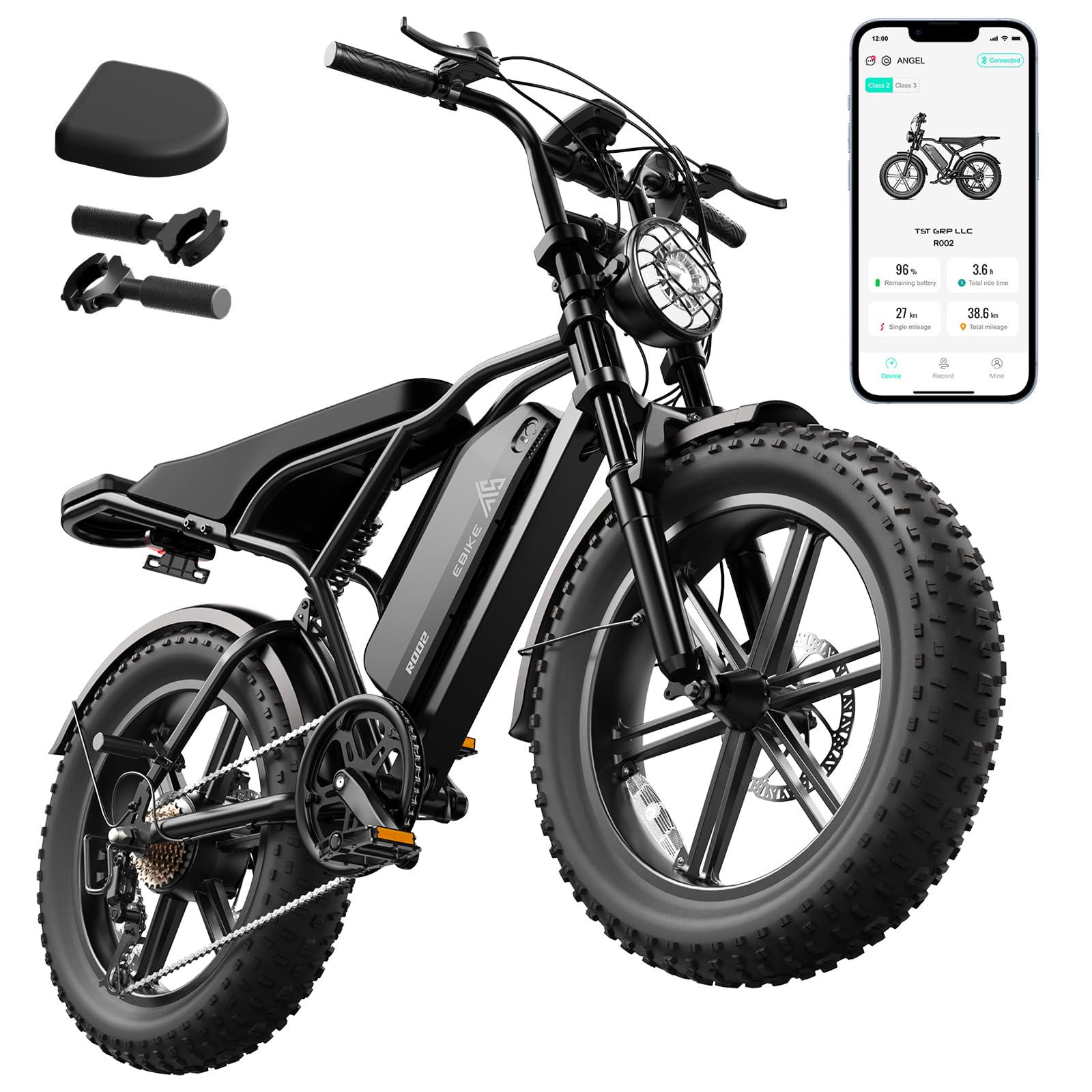 TST Electric Bike 48V 15/25Ah Battery 2000W Peak Motor, 20 * 4.0 Fat Tire