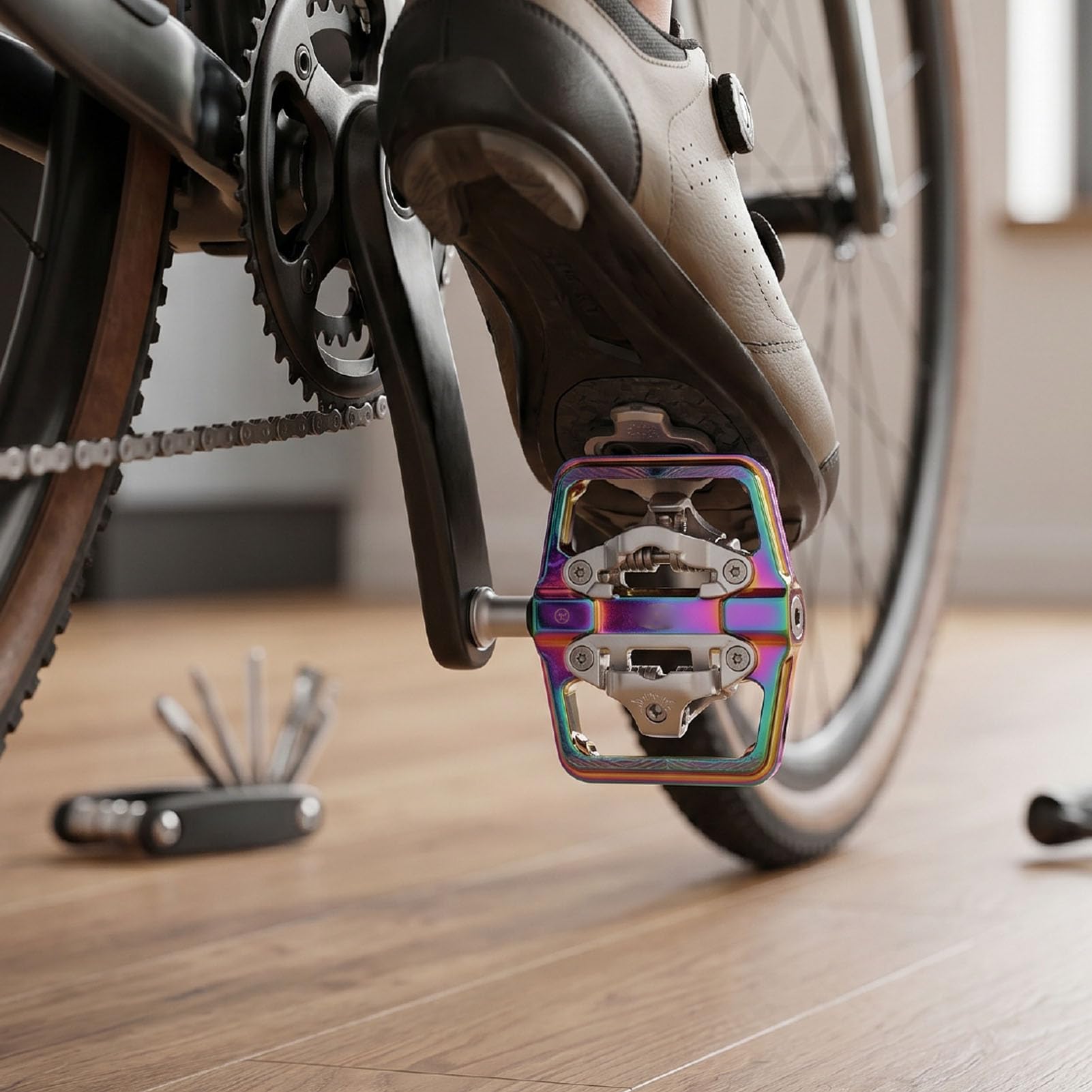 Generic Dwufunkcyjne Pedały Rowerowe Antypoślizgowe, Regulowane Napięcie Lekkie dla Rowerów Górskich i Entuzjastów Jazdy na Rowerze