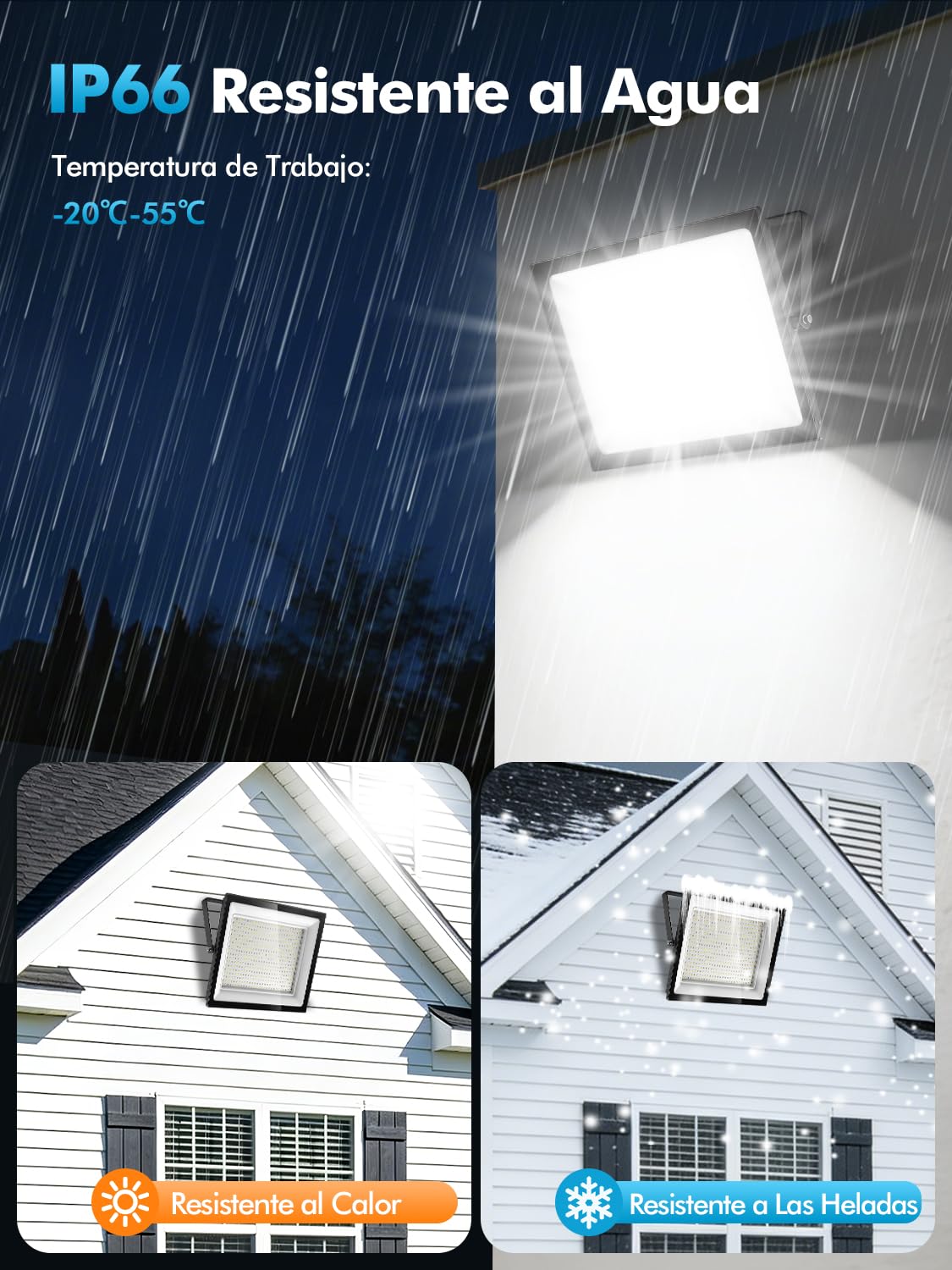 Focos LED Exterior 500W,6500K Blanco Frío Proyector LED Exterior,50000LM Superbrillante Foco Proyector,IP66 Impermeable Iluminación de Seguridad para Patio Terraza Garaje Entrada