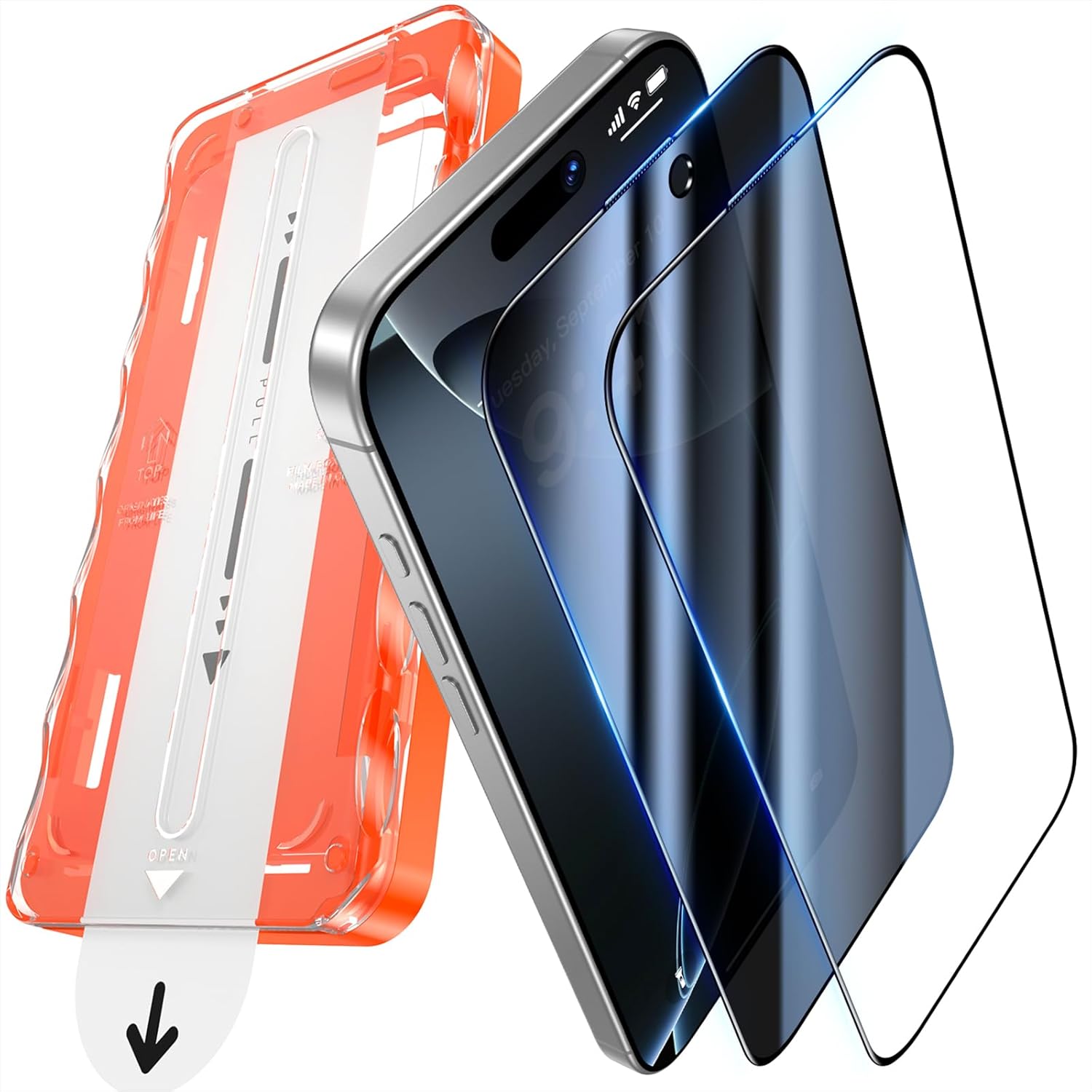 UniqueMe für iPhone 17/16 Pro für Panzerglas Sichtschutz und HD Schutzfolie - Automatische Installation, Bruchsicher Militärniveau，Anti-Kratz，Anti-Fingerprint, 1+1 Stück