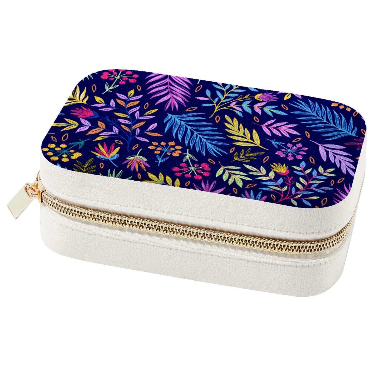 Organiseur de bijoux de voyage fleuri pour ranger colliers et bagues