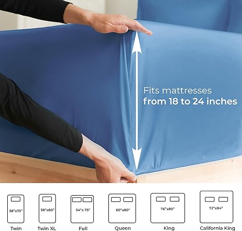 Miniatura 3 de CGK Unlimited - Sábanas de bolsillo extra profundo - Juego de sábanas de 7 piezas - Sábanas de tamaño King divididas de bolsillo profundo - Sábanas