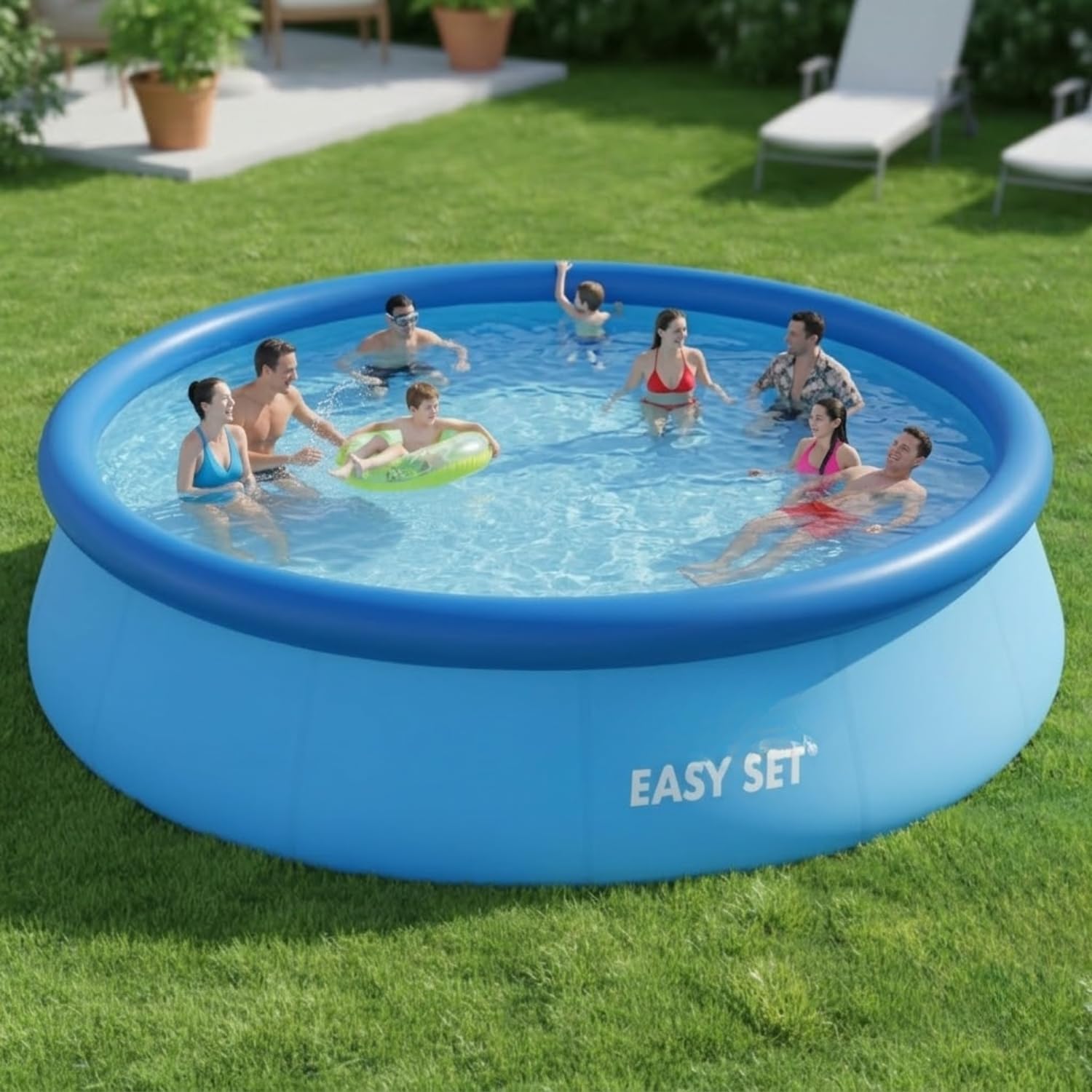 Toy Imagine™ 12 Feet Easy Set for Adults & Kids Big Size | Above Ground Large for Backyard Garden Outdoor Top Ring Inflatable Family Water Bathtub for Adults.-image-2