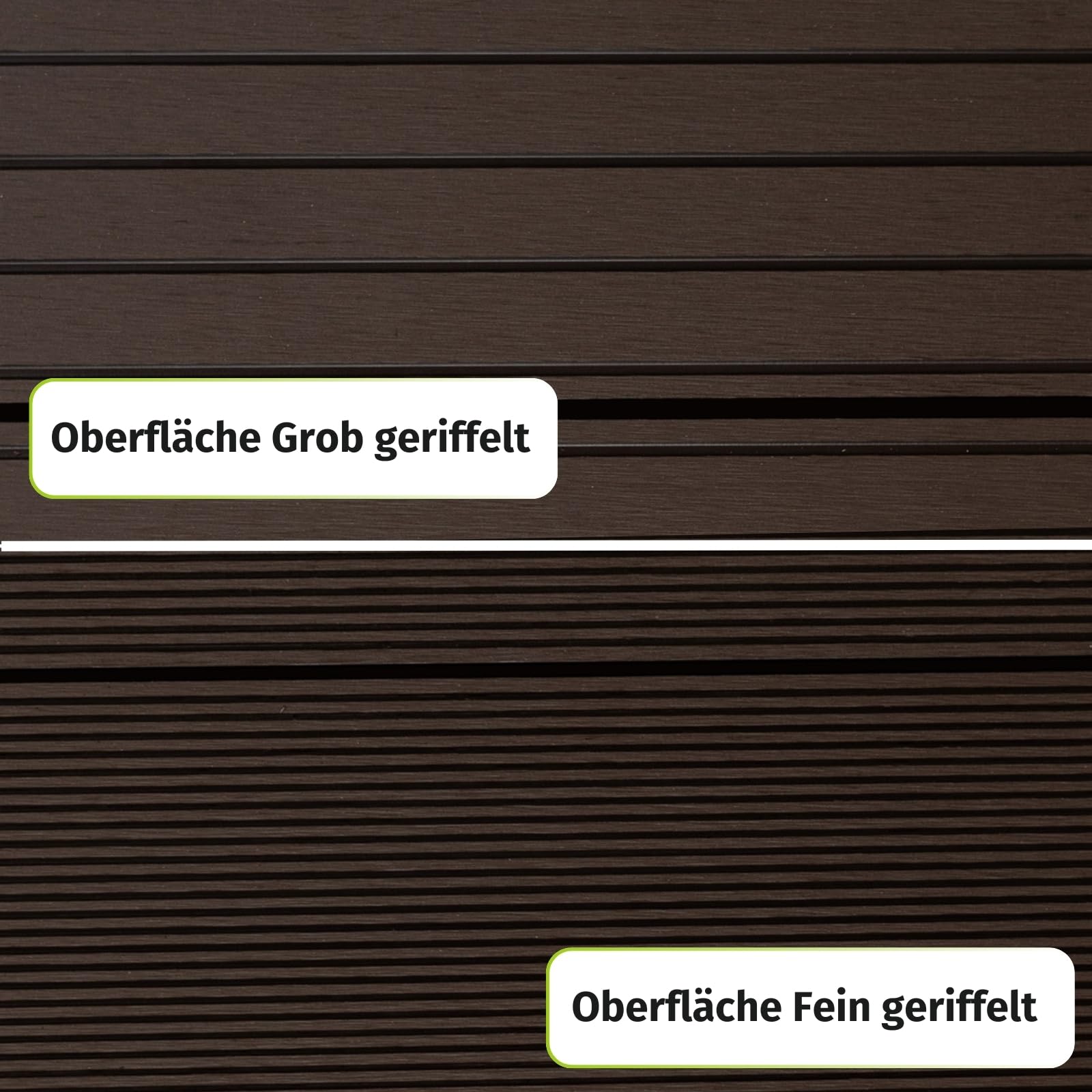 HORI WPC Terrassendielen Komplettset Antigua verschiedene Farben - Hohlkammerprofil, beidseitig nutzbar, inkl. Unterkonstruktion & Clips Fläche: 5 m² - 220 cm Dielenlänge - Braun