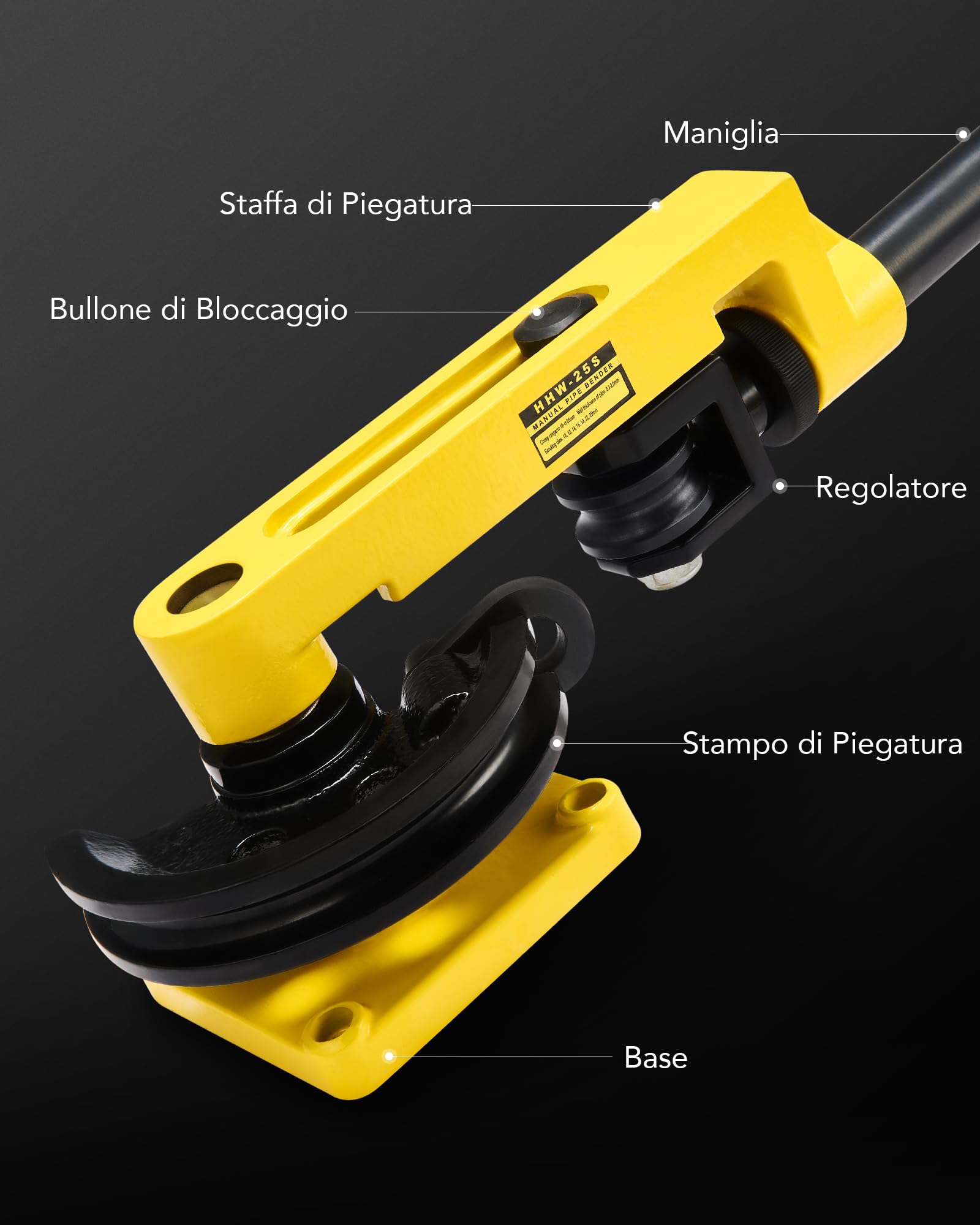 ZELCAN Piegatubi Manuale 10-25mm Curvatubi Manuale con 7 Stampi Pesanti per Resistenti Macchina Piegatubi per Tubi in Acciaio, Ottone, Rame, Ferro Battuto e Alluminio