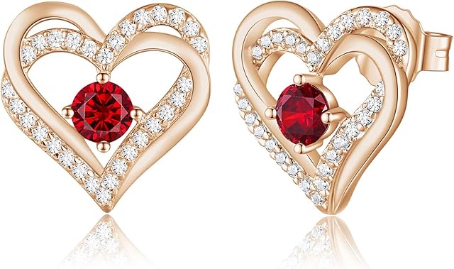 CDE Women Earrings 925 Sterling Silver Heart Stud Jewellery for Women Christmas Anniversary Birthday Jewelry Gifts for Her Women